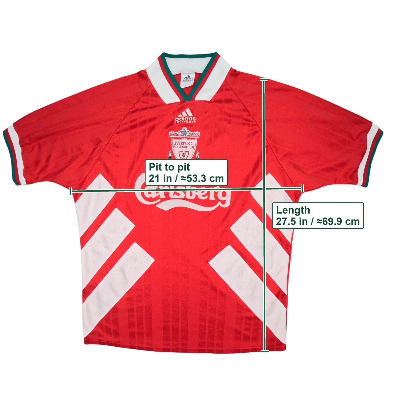 Liverpool Football Shirt Medium 40 42 Red Home 1993 1995 Adidas Soccer Jersey photo 3