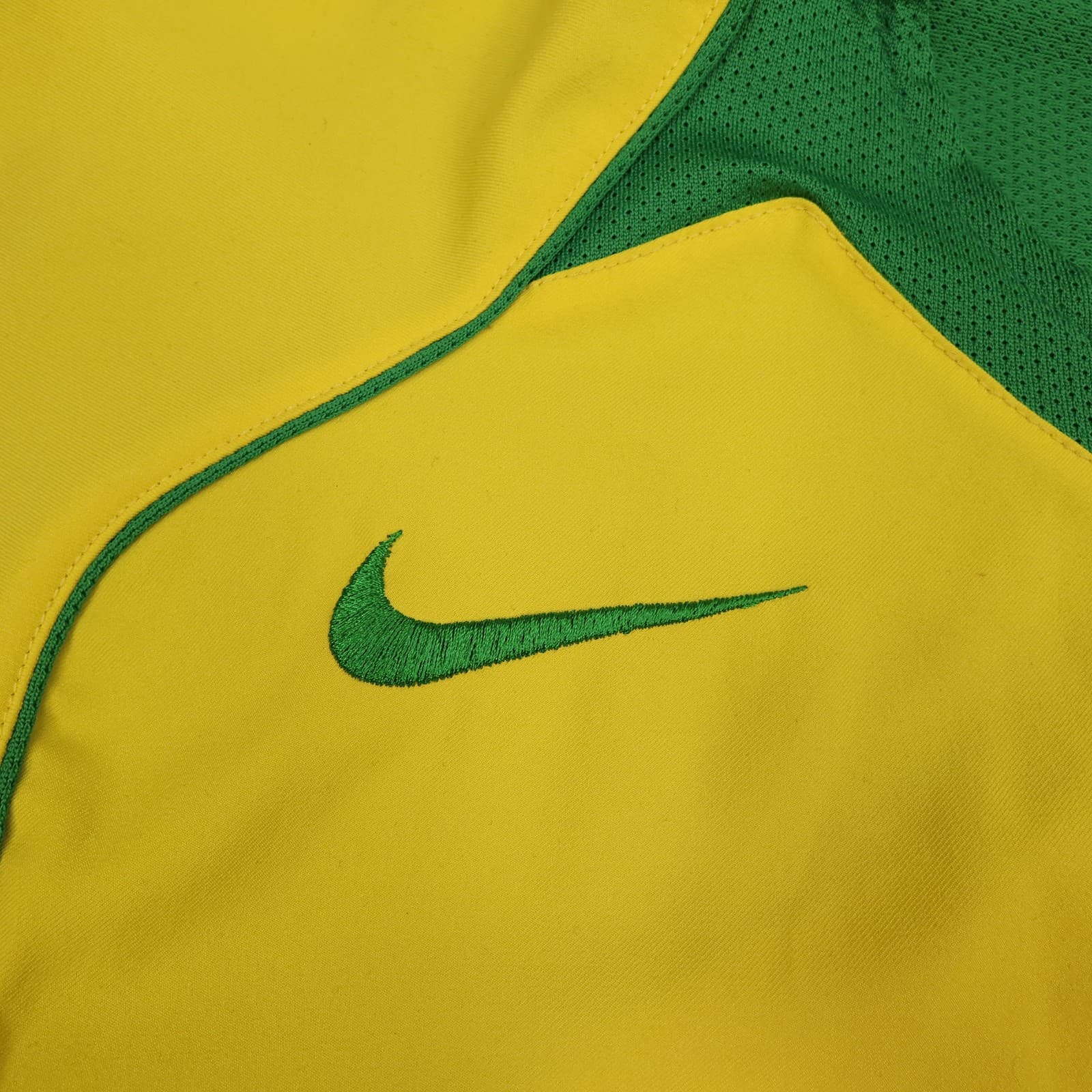 Vintage Brazil Home Shirt Mens Medium Yellow 2002 2004 Football Nike 90 Jersey photo 4