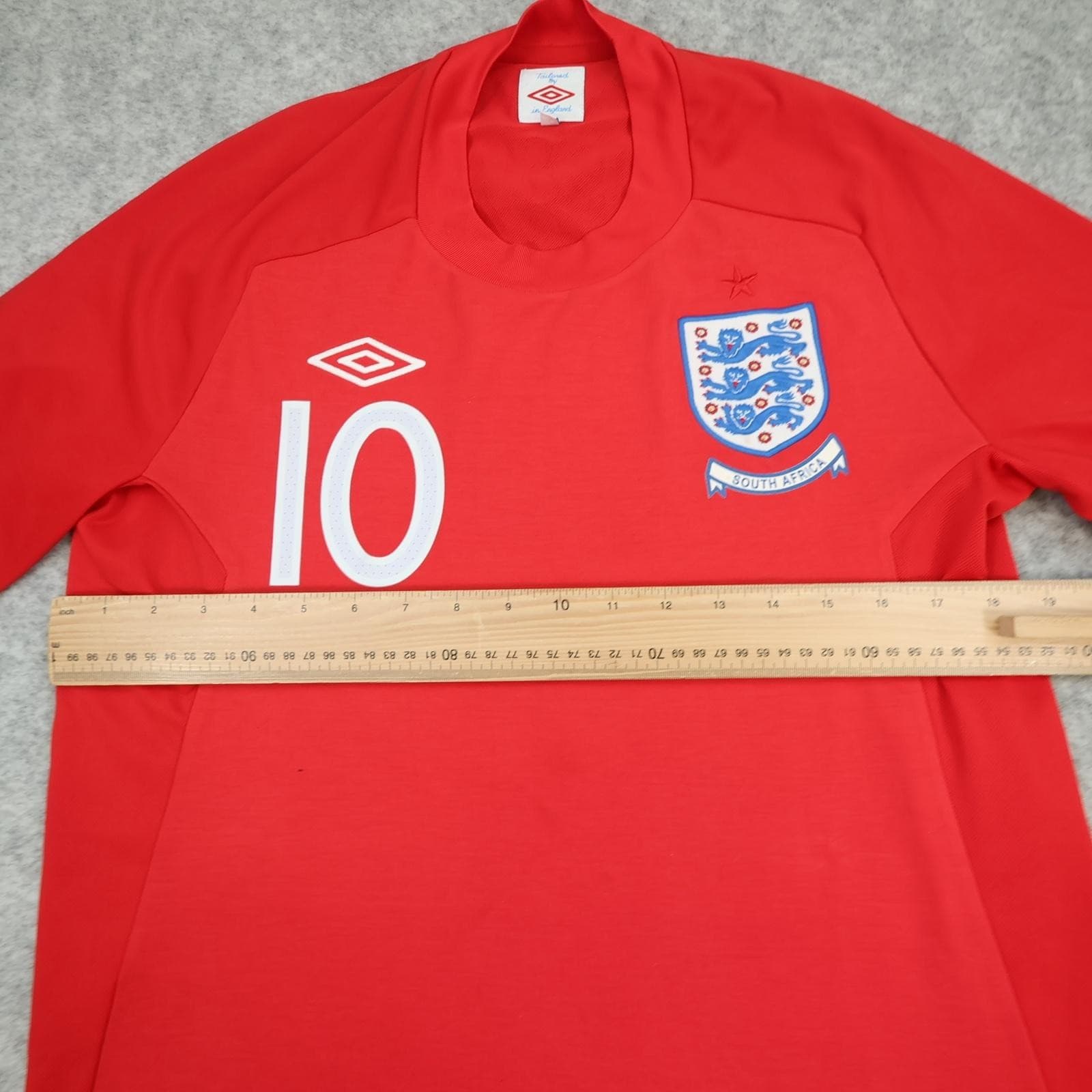 England Away Shirt Mens Large Red 2010 Football Umbro Rooney 10 Jersey Top photo 8