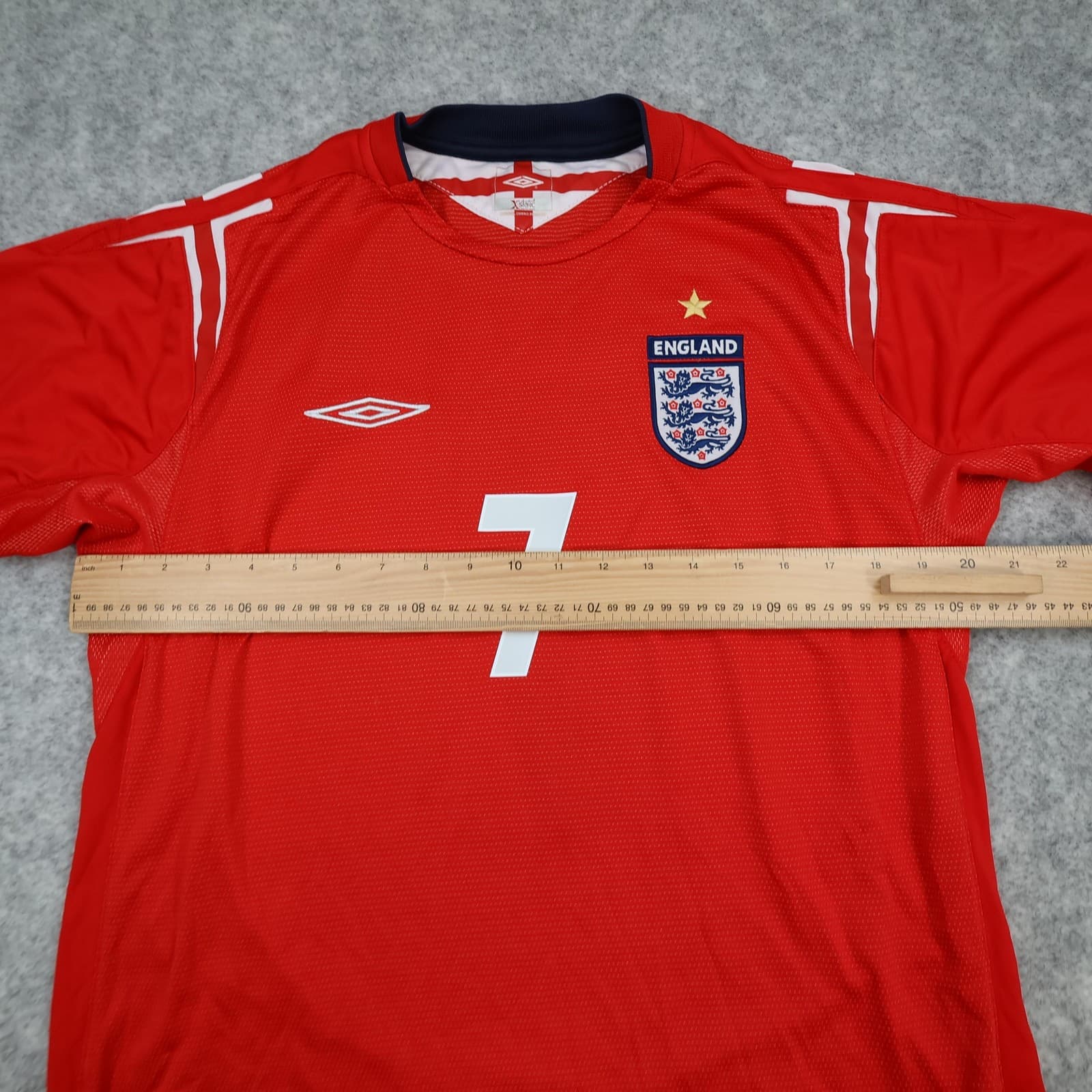 Vintage England Away Shirt Mens Large Red 2004 2006 Umbro Beckham 7 Jersey photo 11