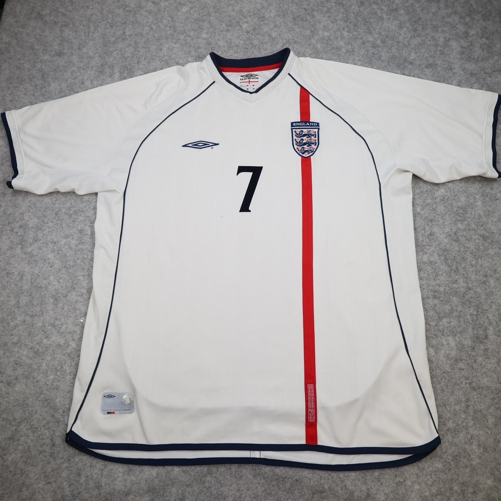 Vintage England Home Shirt Mens 2XL White 2001 2003 Football Umbro Beckham 7 photo 2