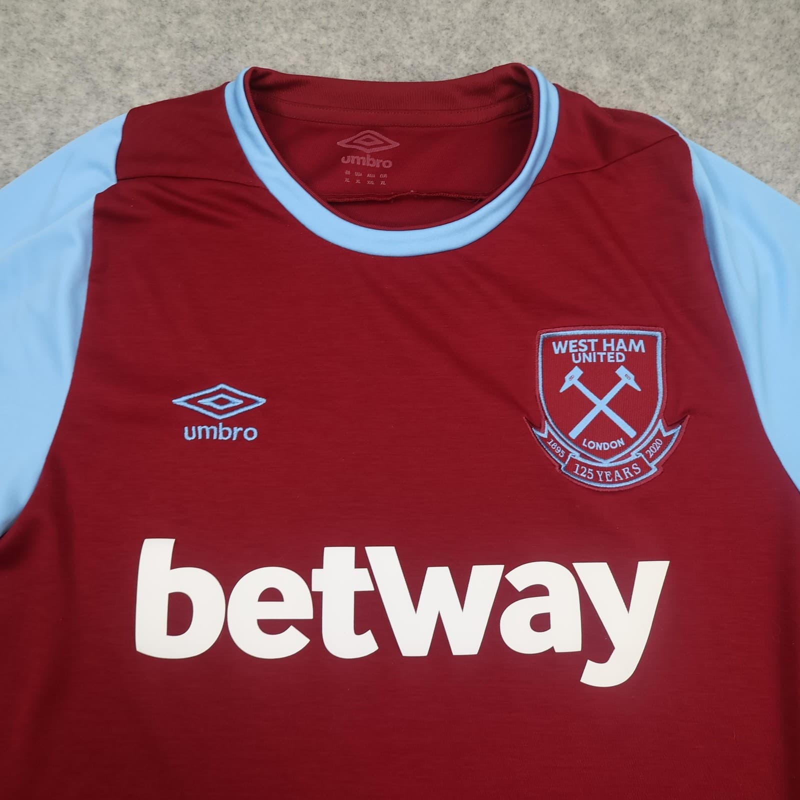 West Ham United Shirt Mens XL Red Home 2020 2021 Football Umbro Betway 125 photo 3