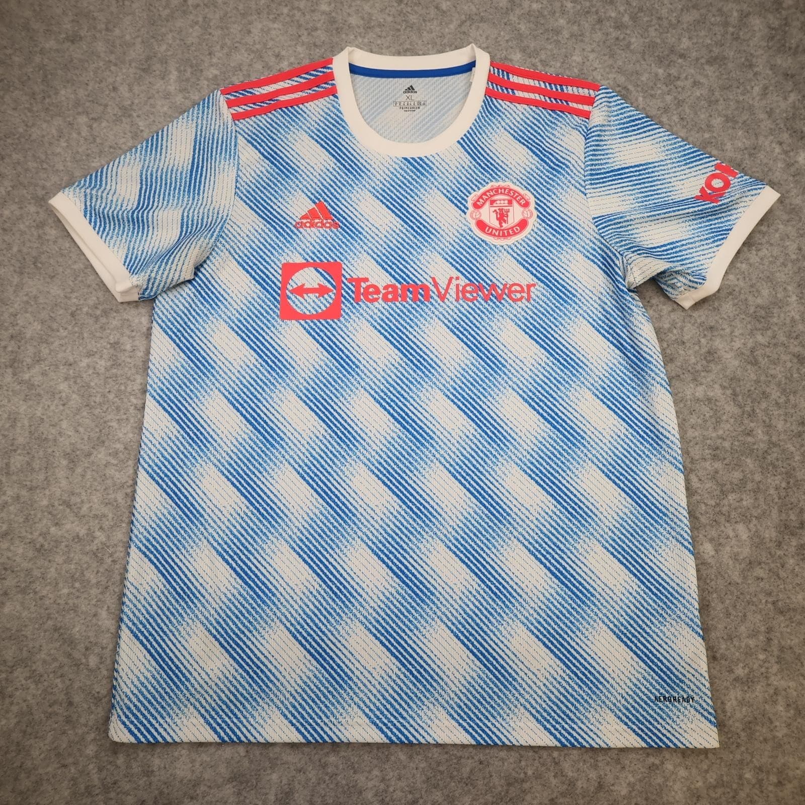 Manchester United Away Shirt Mens XL White 2021 2022 Adidas TeamViewer Jersey