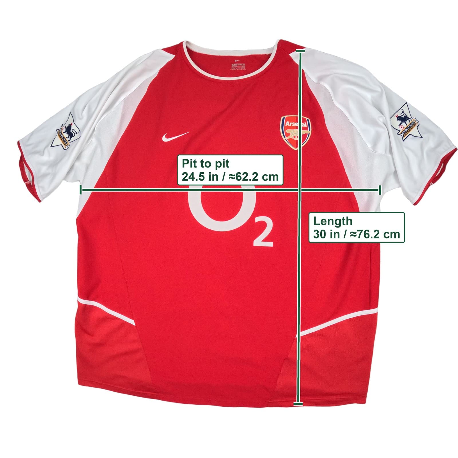 Arsenal Football Shirt Extra Large Red Home 2002 2004 Nike Thierry Henry Jersey photo 6
