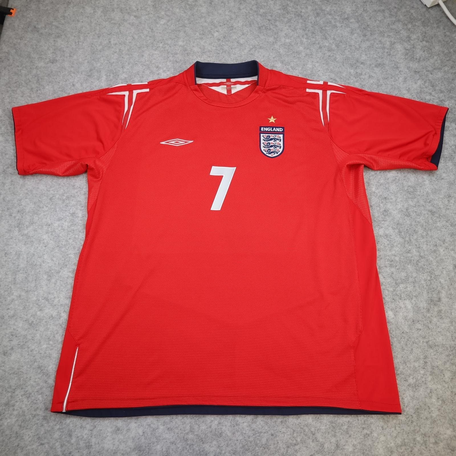 Vintage England Away Shirt Mens 2XL Red 2004 2006 Football Umbro Beckham 7 photo 2