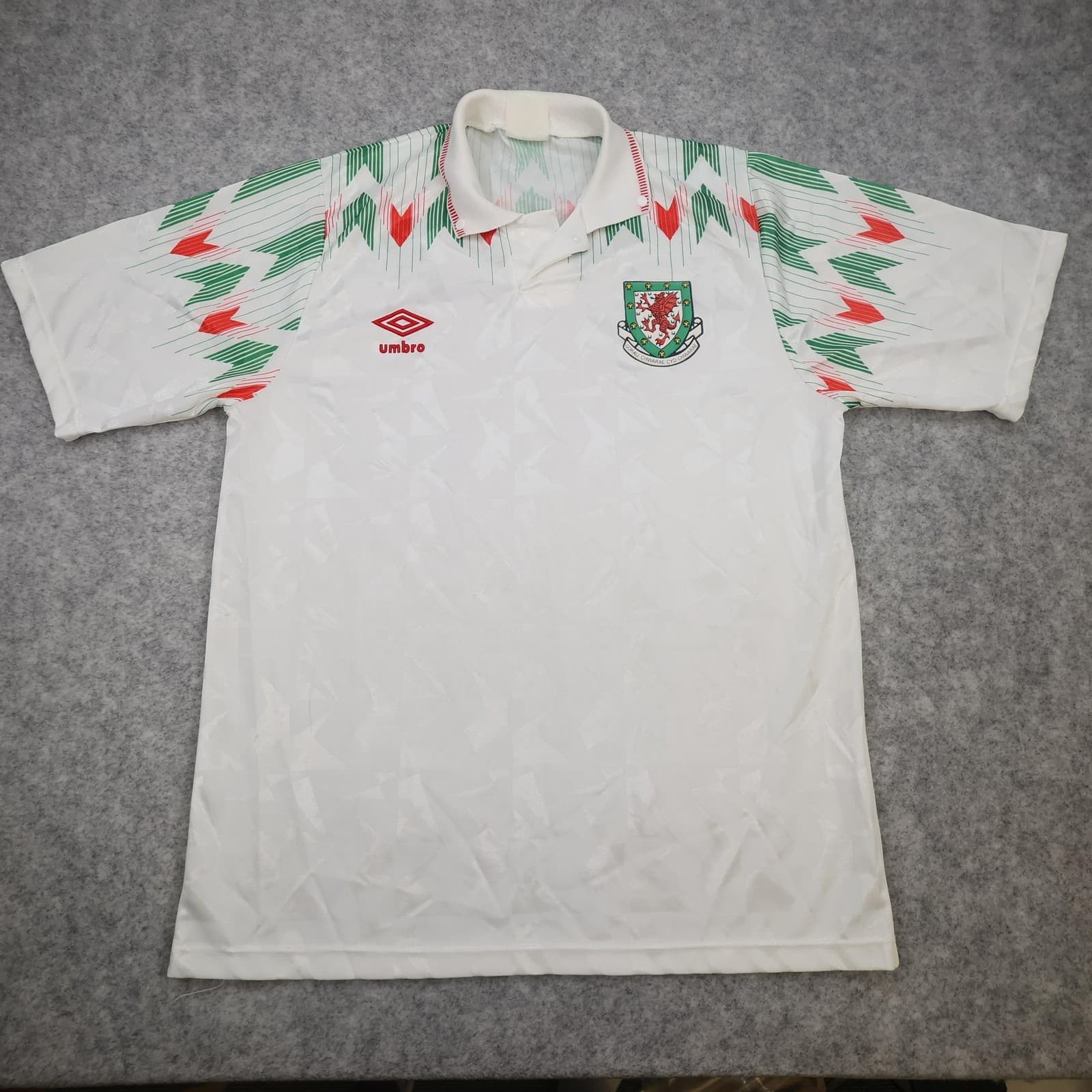 Vintage Wales Away Shirt Mens Medium White 1990 1992 Football Soccer Jersey