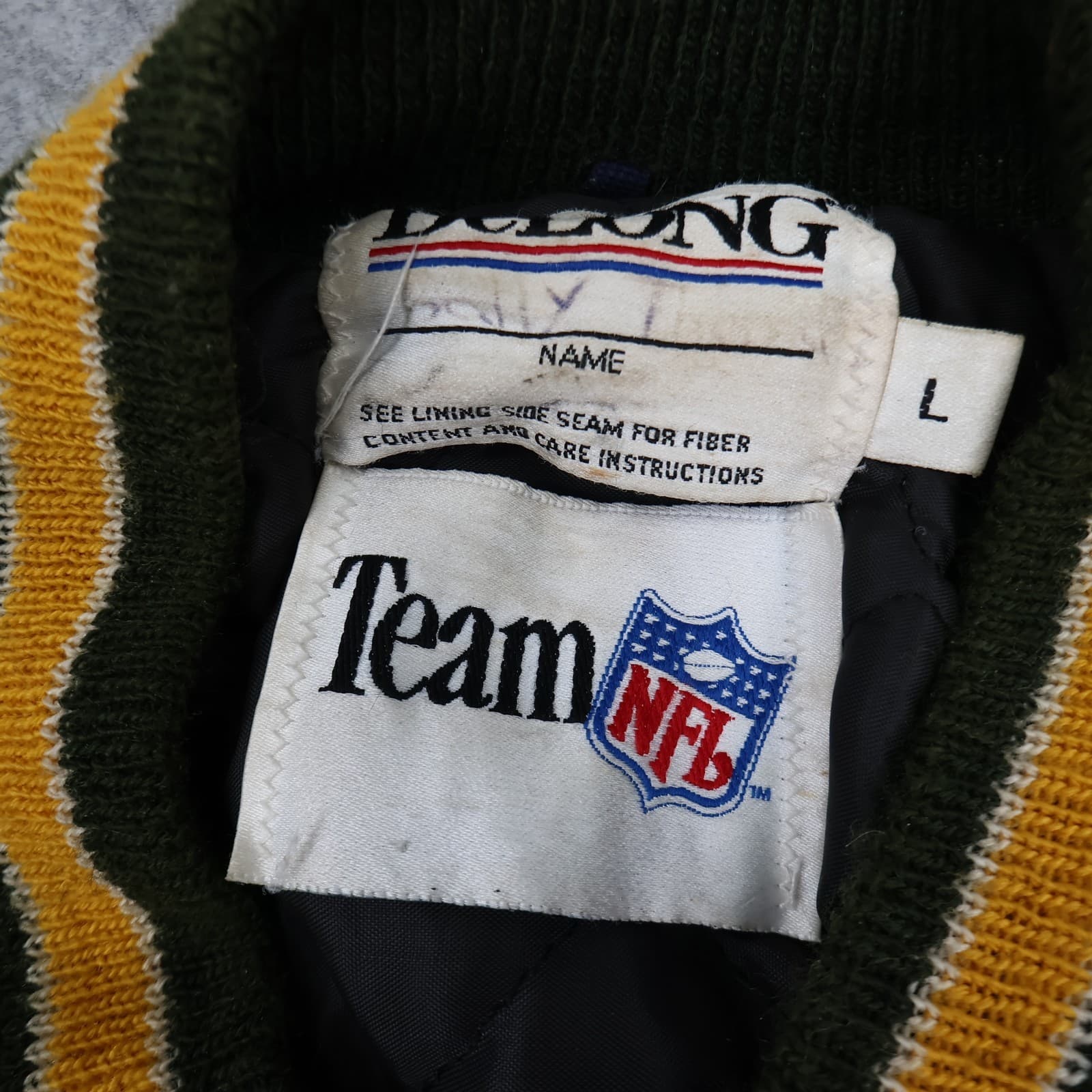 Vintage Green Bay Packers Varsity Jacket Large Green Leather DeLong NFL photo 4