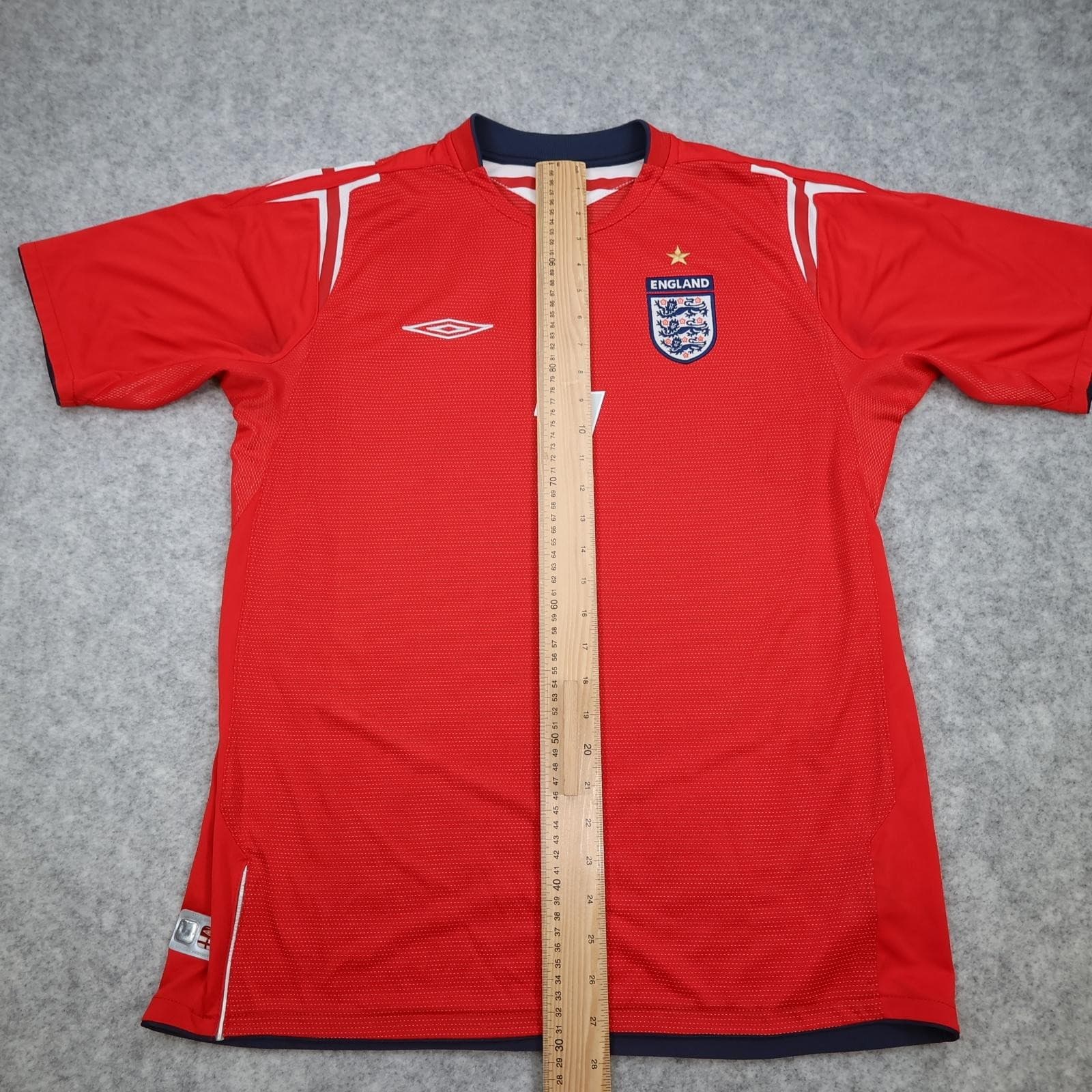 Vintage England Away Shirt Mens Large Red 2004 2006 Soccer Jersey Umbro Beckham photo 14