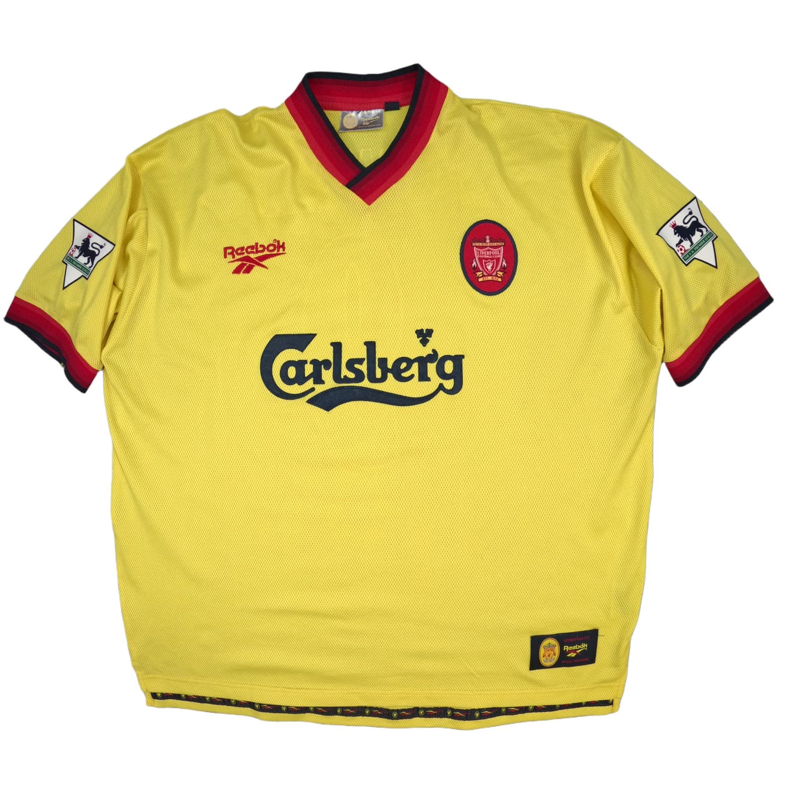Liverpool Football Shirt 2XL 46 48 Yellow Away 1997 1999 Reebok Robbie Fowler 9 photo 2