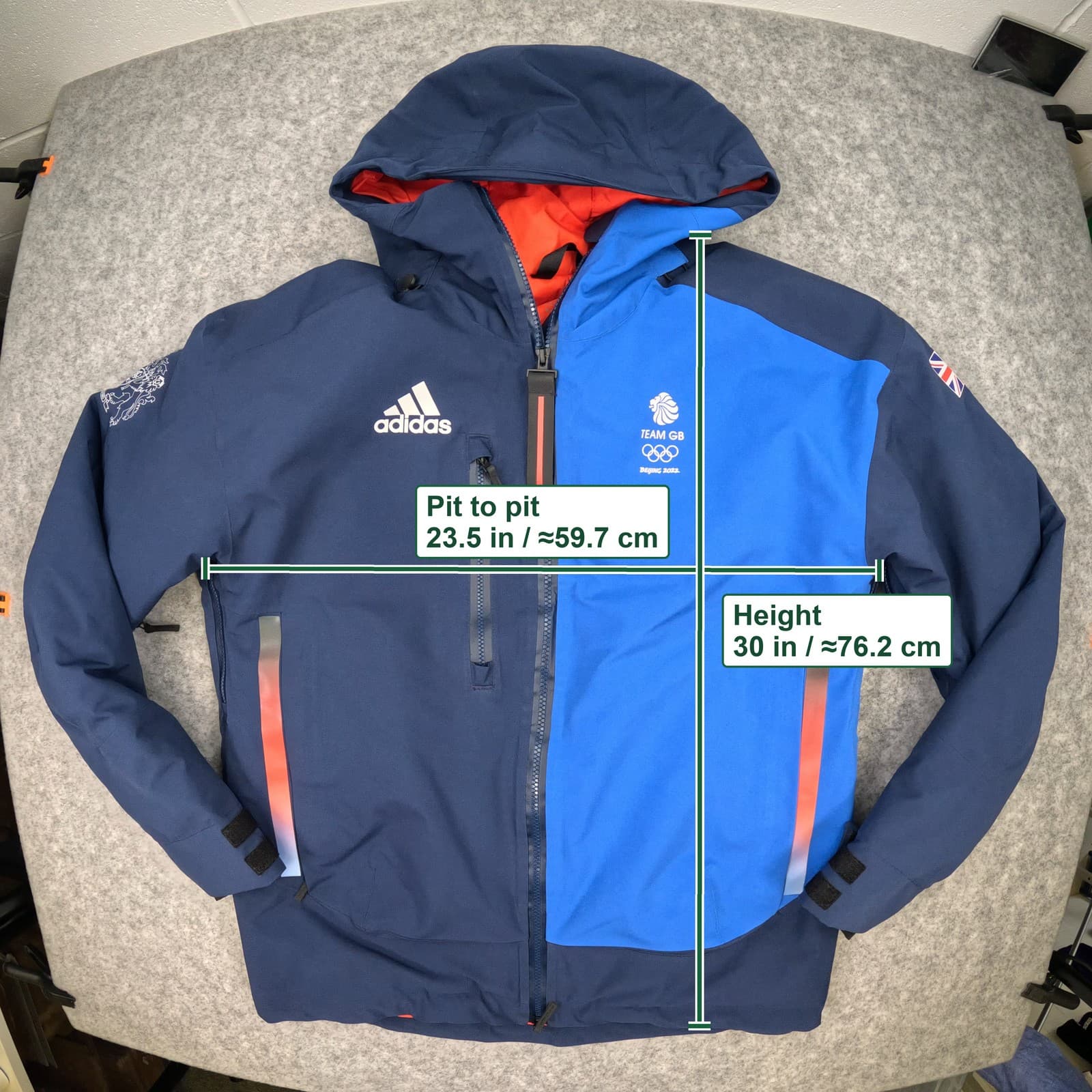 Team GB Hooded Jacket Medium Blue Beijing 2022 adidas Long Sleeve Zip Gore-Tex photo 5
