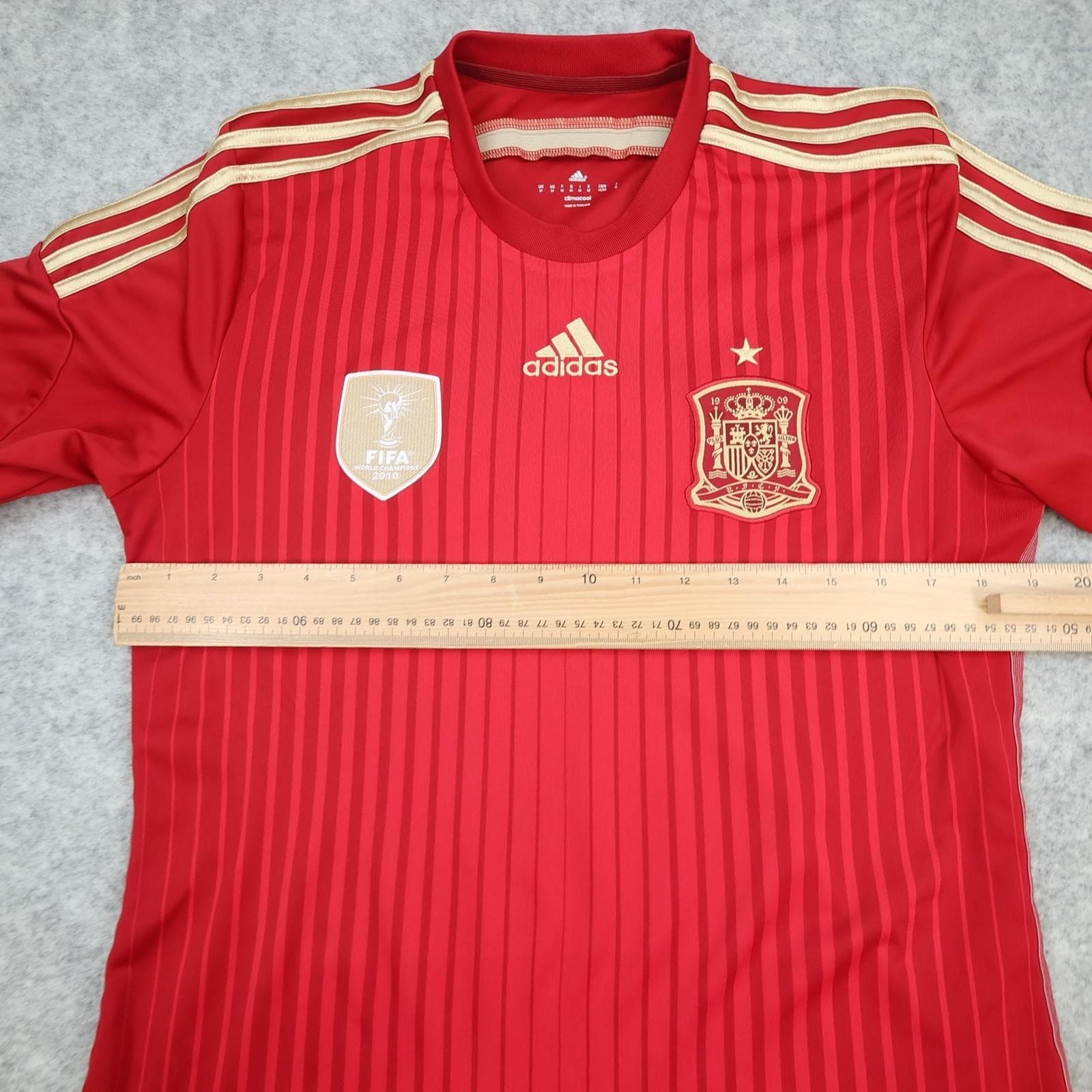 Spain Home Shirt Mens Medium Red 2013 2015 Football Adidas Climacool Jersey photo 9