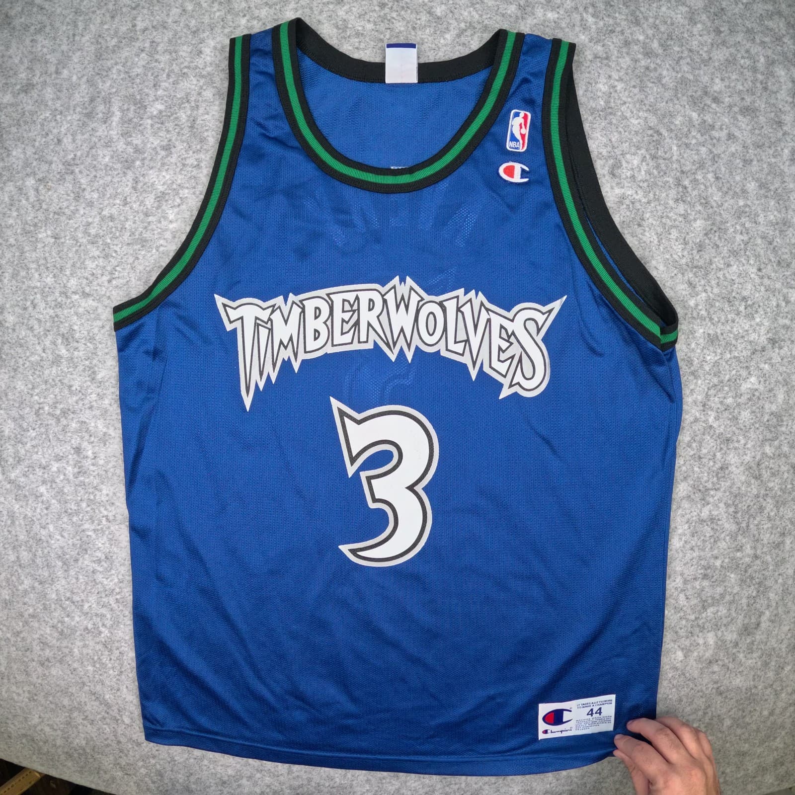 Minnesota Timberwolves Basketball Jersey Large Blue Champion Avery 3 Sleeveless photo 4