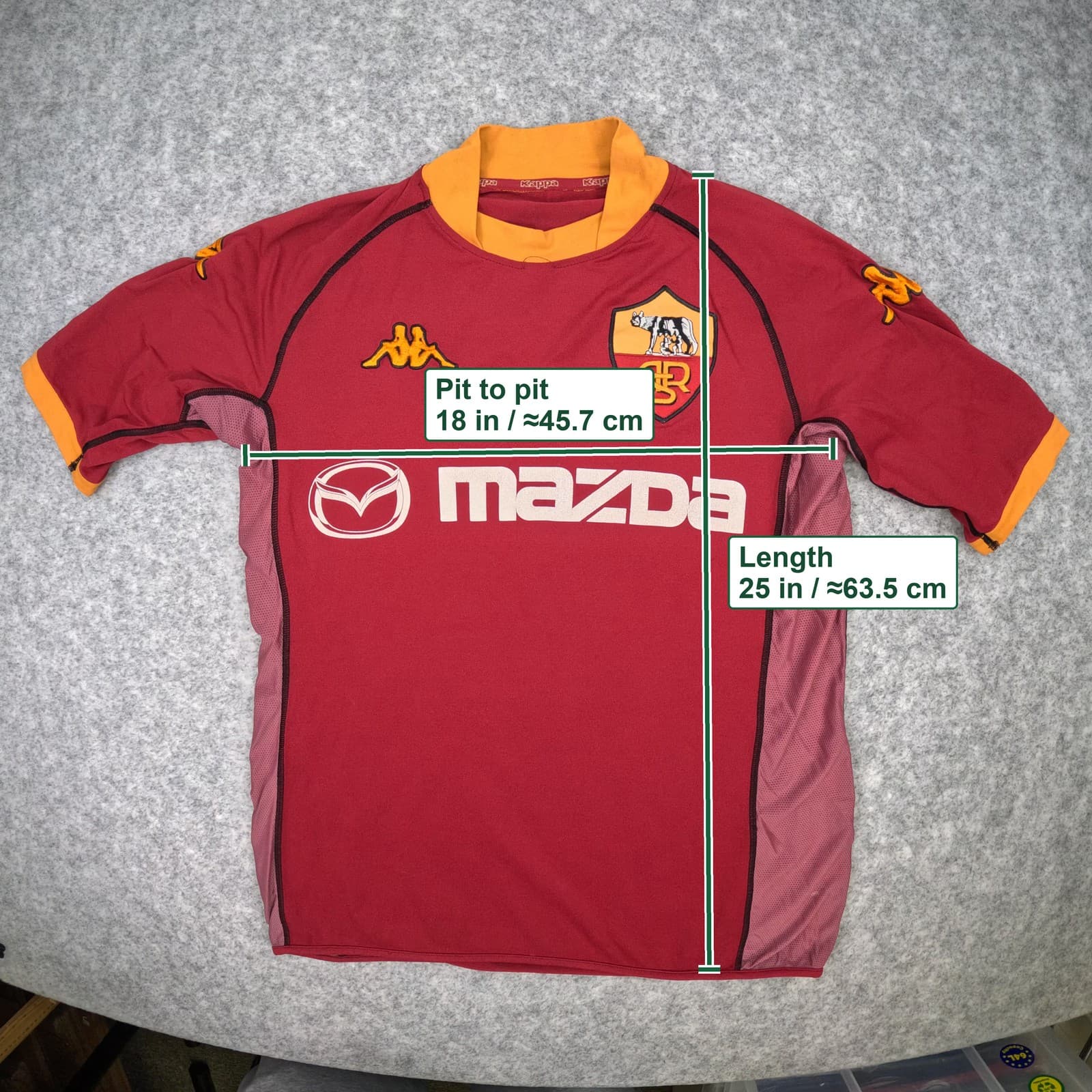 AS Roma Football Shirt Small Red Home 2002 2003 Kappa Soccer Jersey photo 6