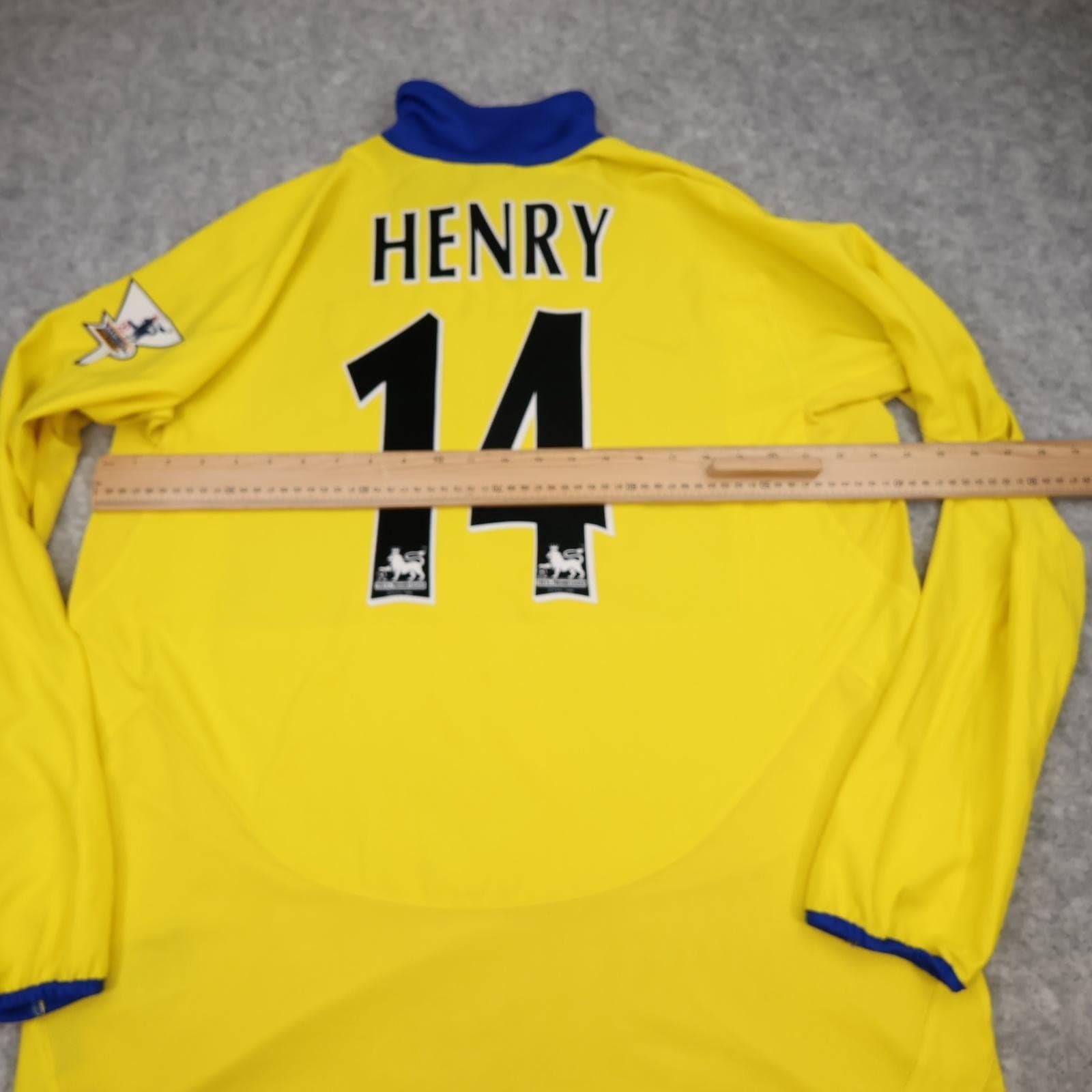 Arsenal Away Shirt XL Long Sleeve Yellow 2002 2004 Nike Henry 14 Soccer Jersey photo 11