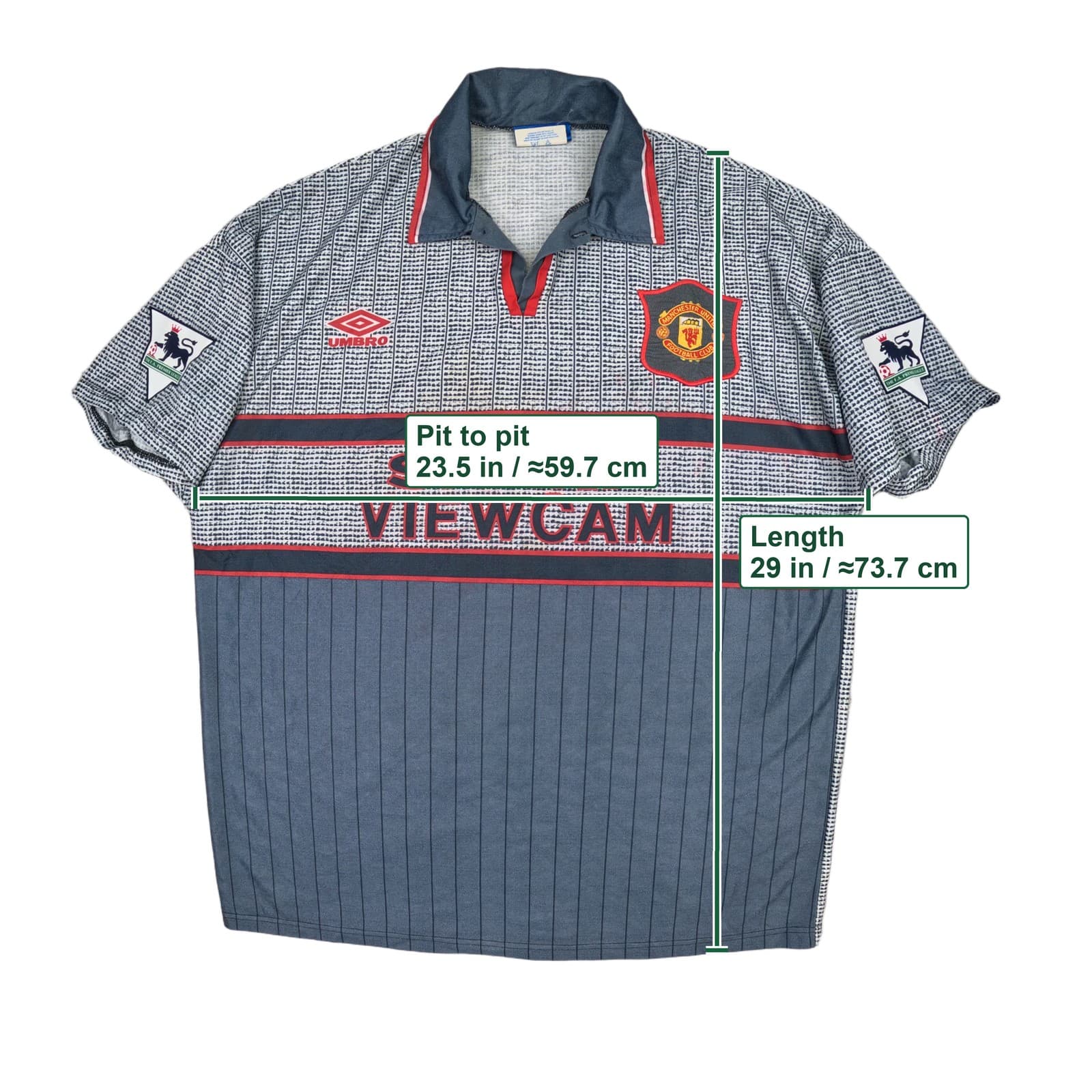 Manchester United Football Shirt Large Grey Away 1995 1996 Umbro Eric Cantona 7 photo 3