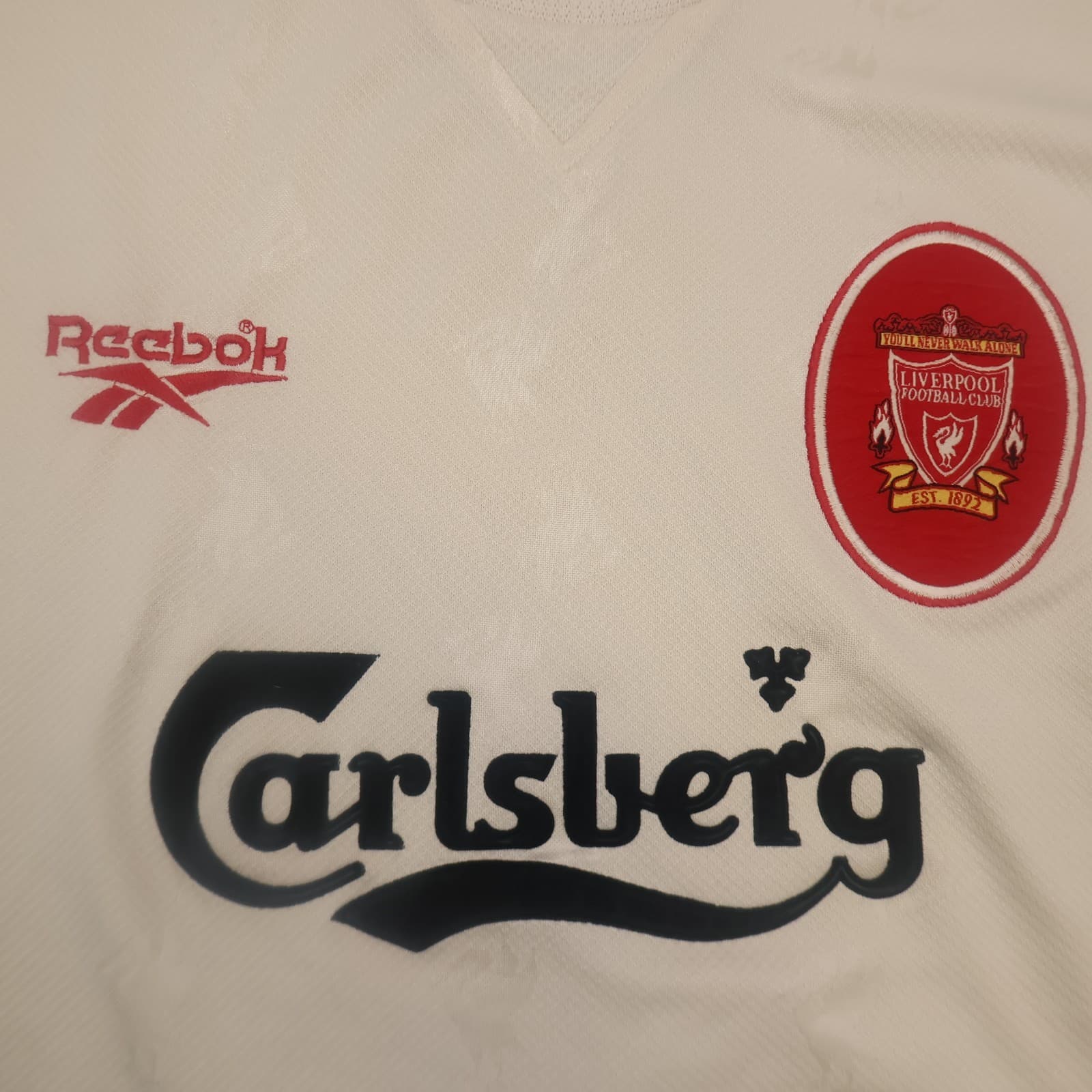 Vintage Liverpool Shirt Medium Beige Away Kit 1996 1997 Reebok Jersey 38/40 90s photo 4