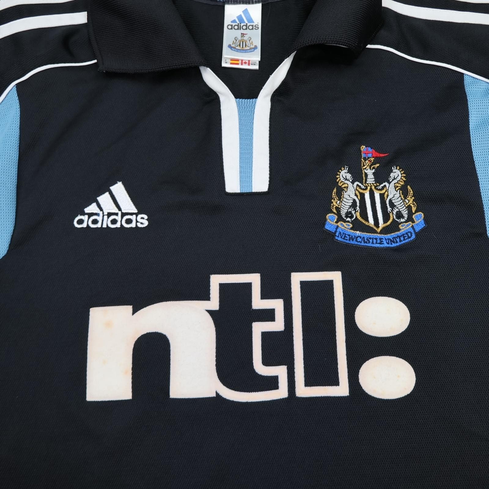 Vintage Newcastle United Shirt Mens Medium Black Away Kit 2000 2001 Adidas NTL photo 3