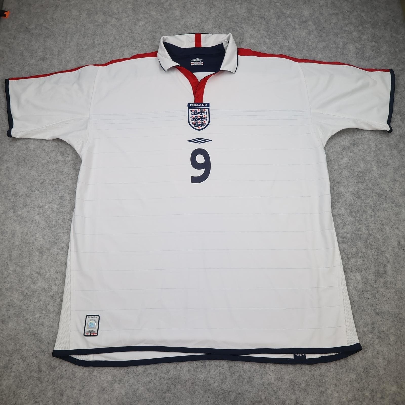 Vintage England Home Shirt Mens 2XL White 2000s Football Umbro Rooney 9 Jersey photo 2