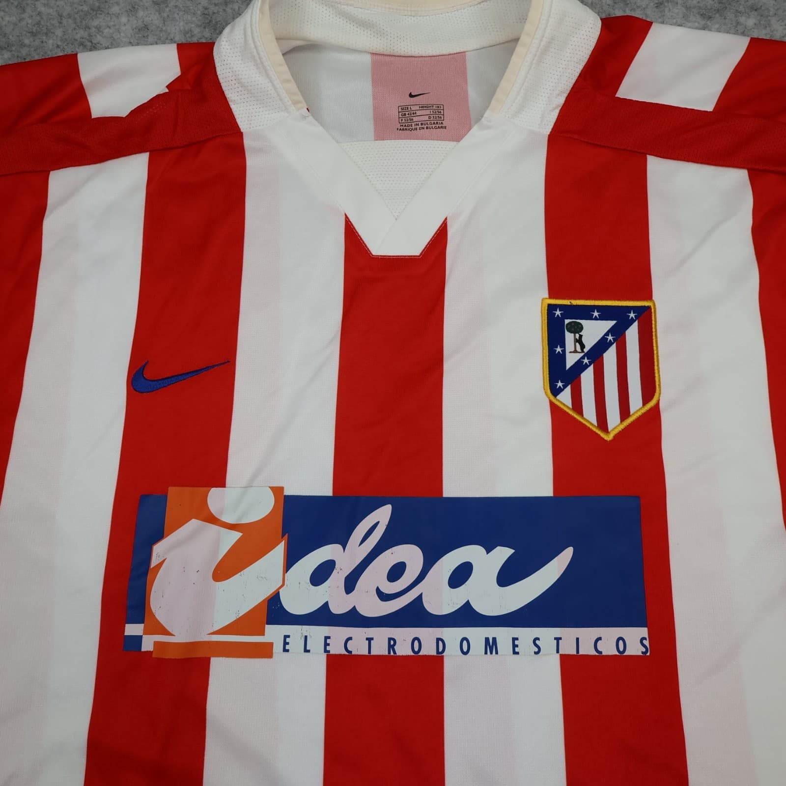 Vintage Atletico Madrid Shirt Large Red Stripe Home Kit 2002 2003 Nike Jersey photo 3