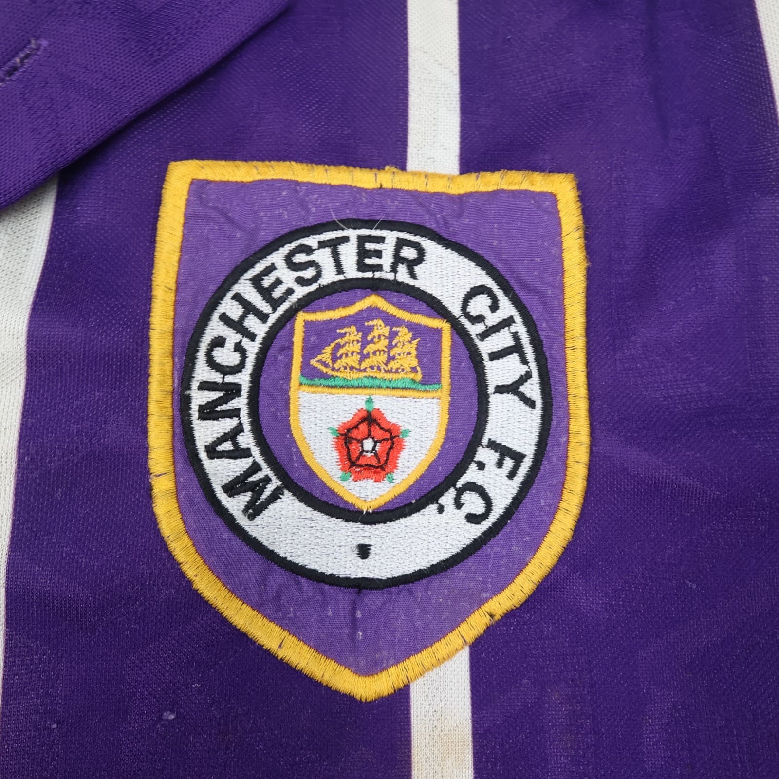 Vintage Manchester City Shirt Large Purple Home Kit 1993 1994 Umbro Jersey 90s photo 6