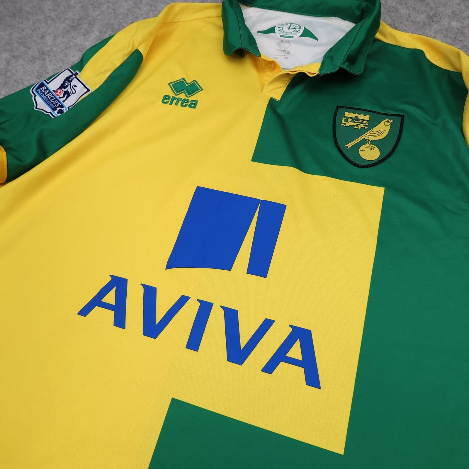 Norwich City Shirt Mens XL Home Kit 2015 2016 Football Errea AVIVA Jersey photo 3