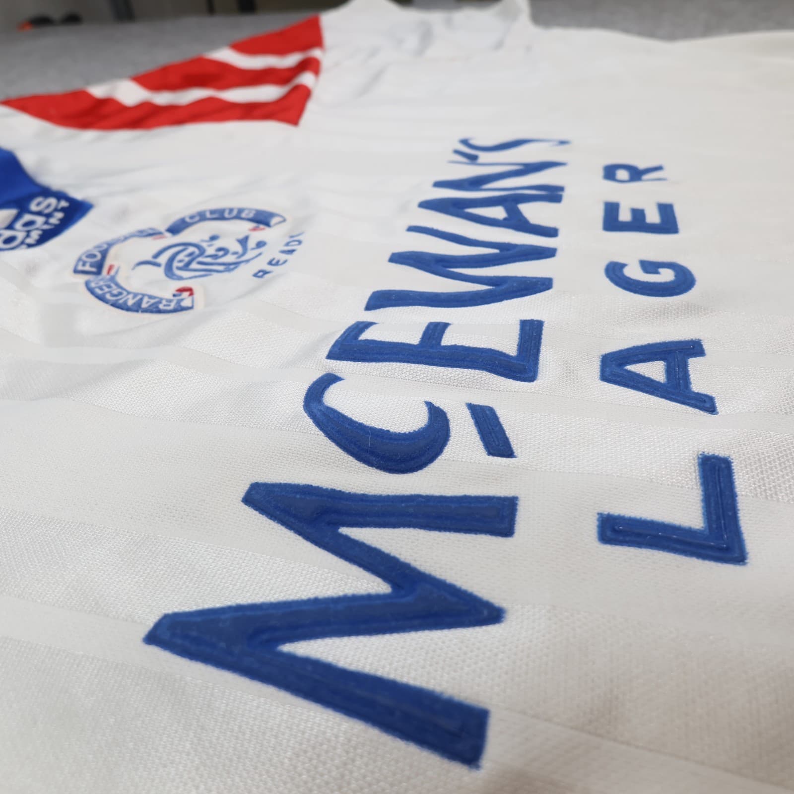 Vintage Rangers Football Shirt Large White Away Kit 1992 1994 Adidas Jersey photo 8