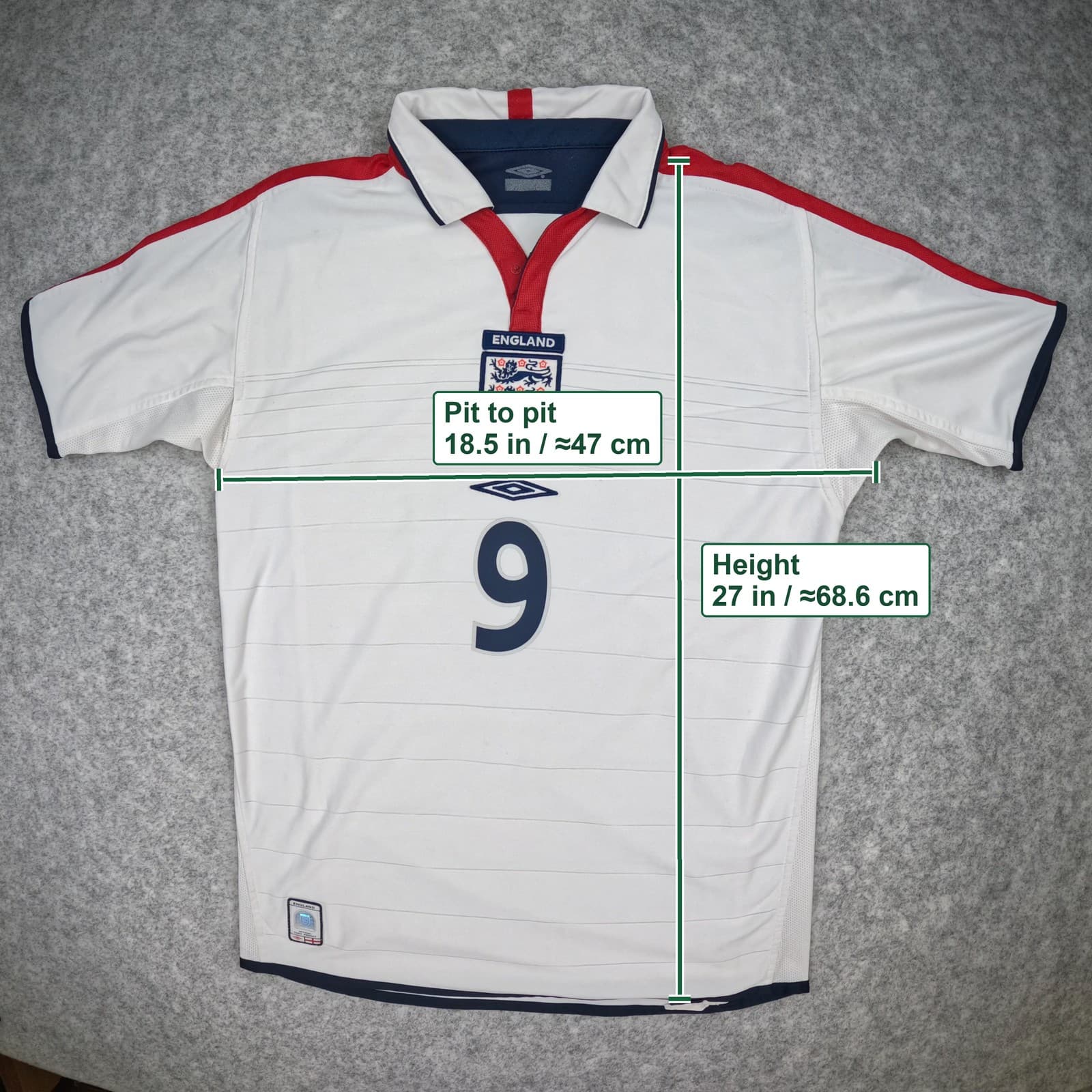 England Football Shirt Small White Home 2003 2005 Umbro ROONEY 9 Soccer Jersey photo 4