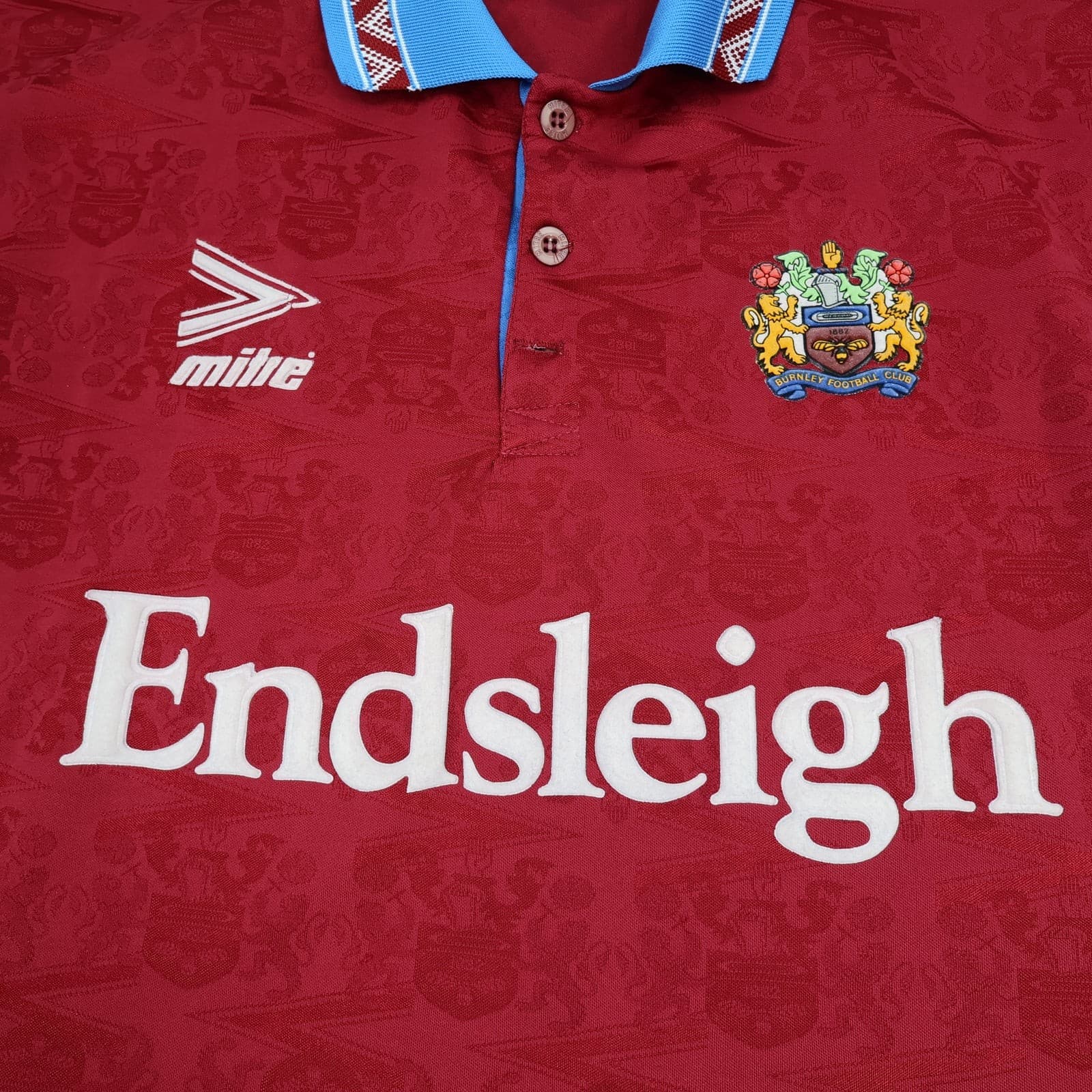 Vintage Burnley Football Shirt Mens Claret Home 1993 1995 Mitre Football photo 2