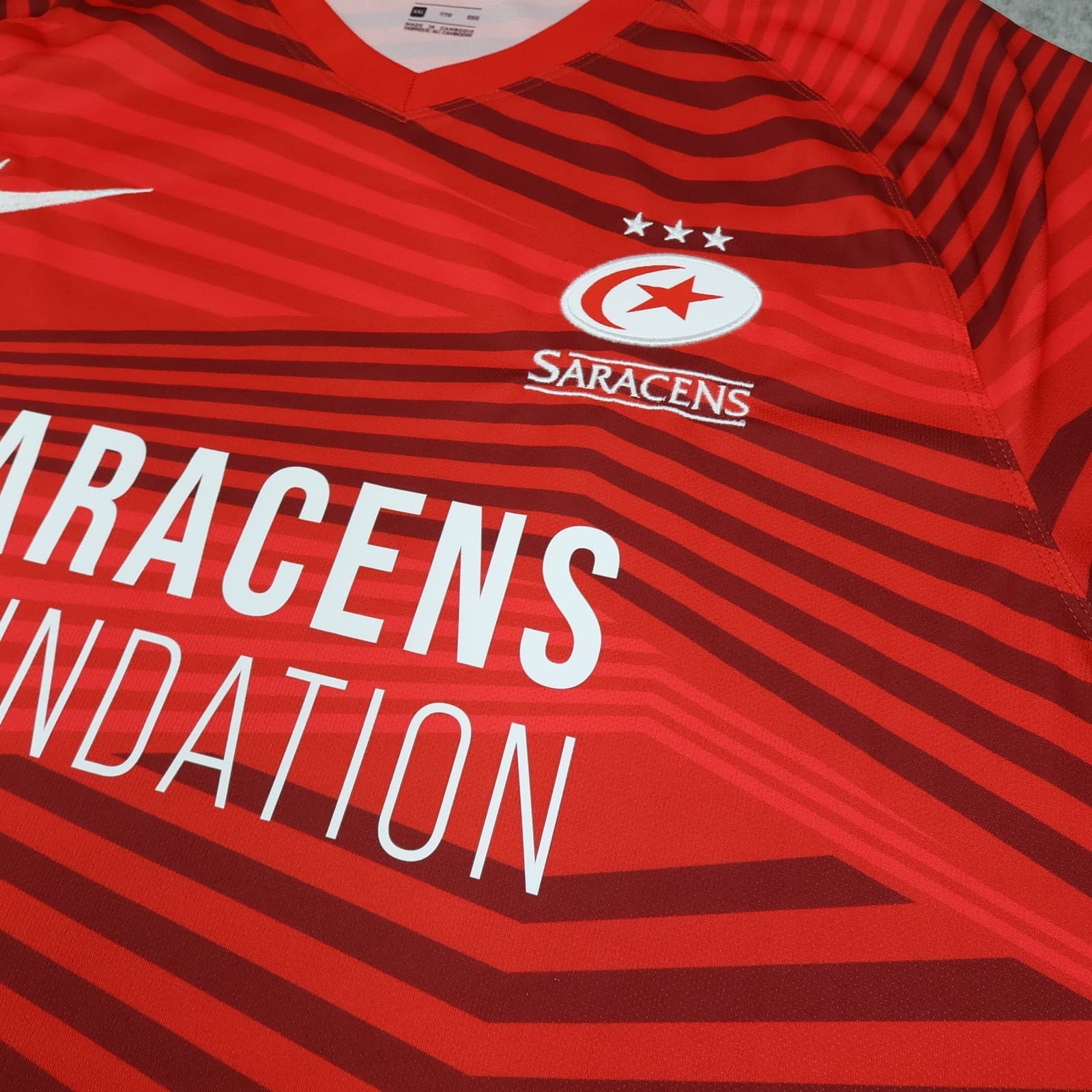 Saracens Rugby Shirt Mens Adults 2XL Red 2020 Nike Rugby Union Jersey photo 5
