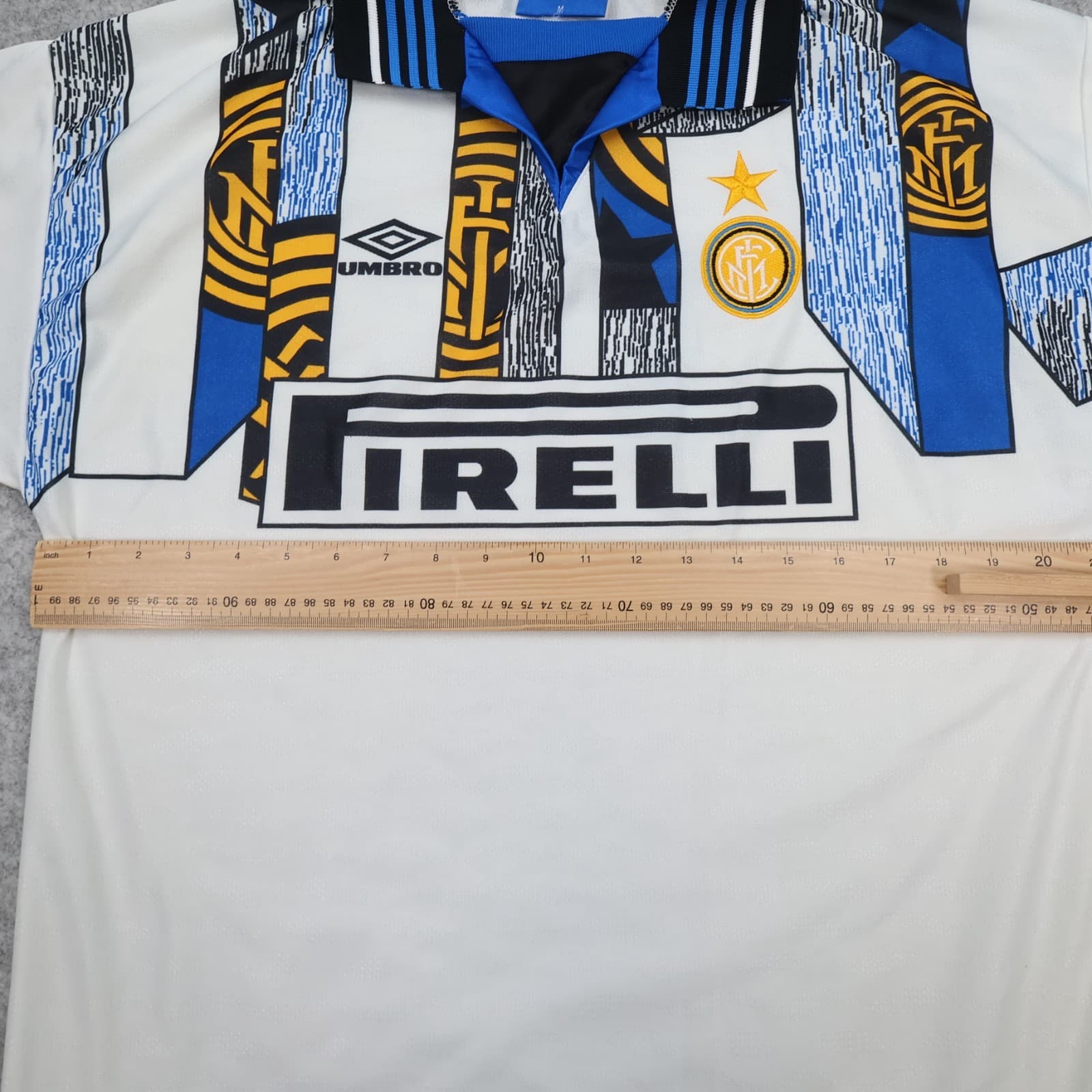 Vintage Inter Milan Shirt Large White Third Umbro Football Jersey 1995 1996 photo 9