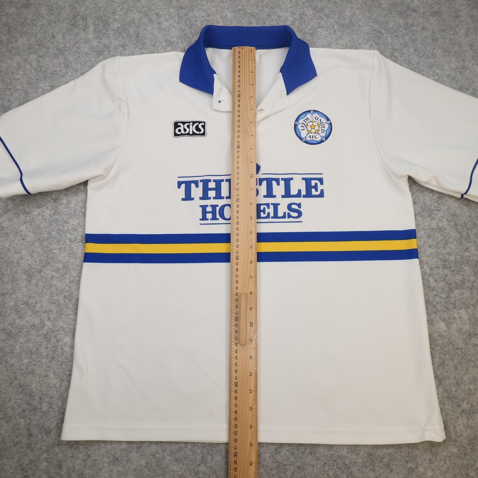 Leeds United Shirt Mens Large Home Asics Thistle Hotels Soccer Jersey 1993 1995 photo 10