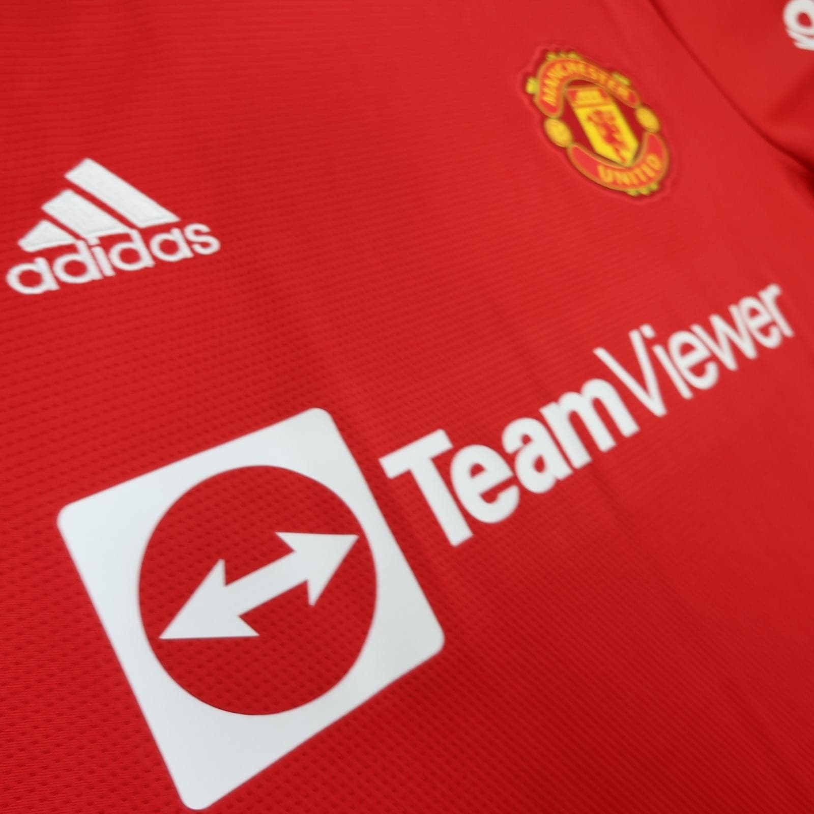 Manchester United Shirt Mens Large Red Home 2021 2022 Football Adidas TeamViewer photo 6