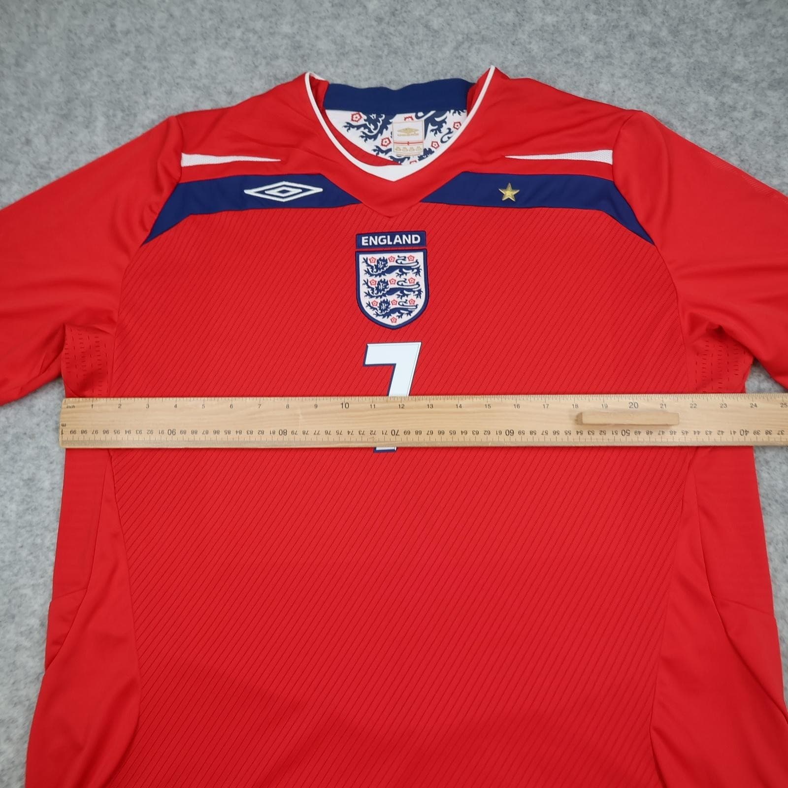 England Away Shirt Mens 2XL Red 2006 2008 Football Umbro Beckham 7 Jersey photo 10