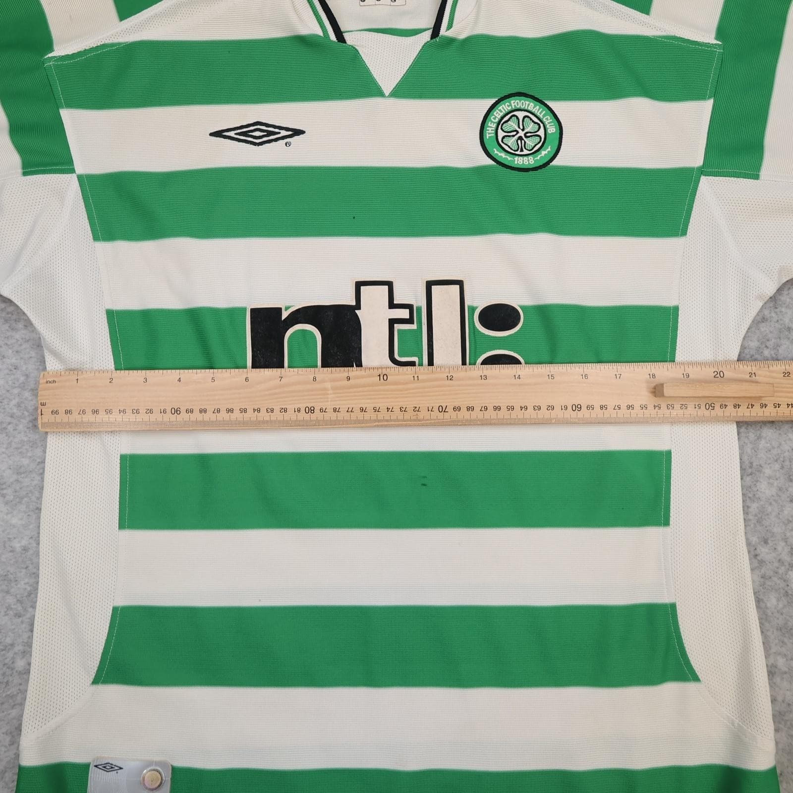 Vintage Celtic Shirt Mens Large Green White Home Football Umbro 2001 2003 Ntl: photo 10