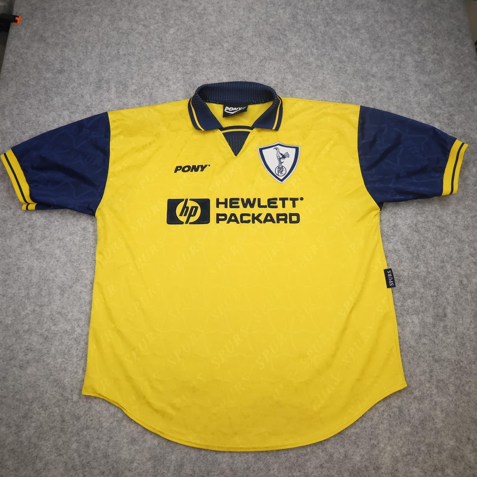 Vintage Tottenham Hotspur Shirt Mens XL Yellow Away 1995 1997 Pony Soccer Jersey