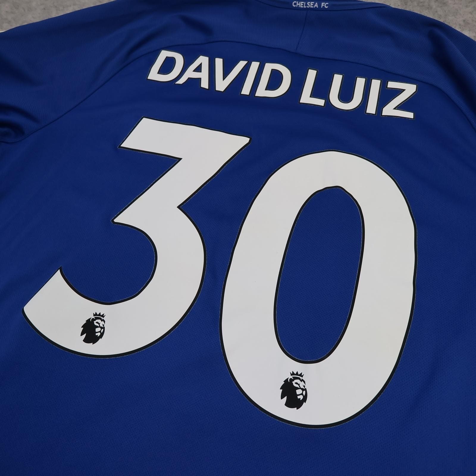 Chelsea Shirt Mens Large Blue Home 2017 2018 Football Nike David Luiz 30 Jersey photo 10