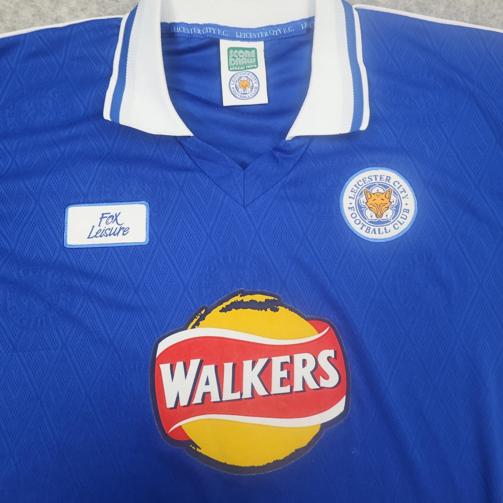 Leicester City Shirt Mens Large Blue Home 1998 2000 Score Draw Walkers Jersey photo 4