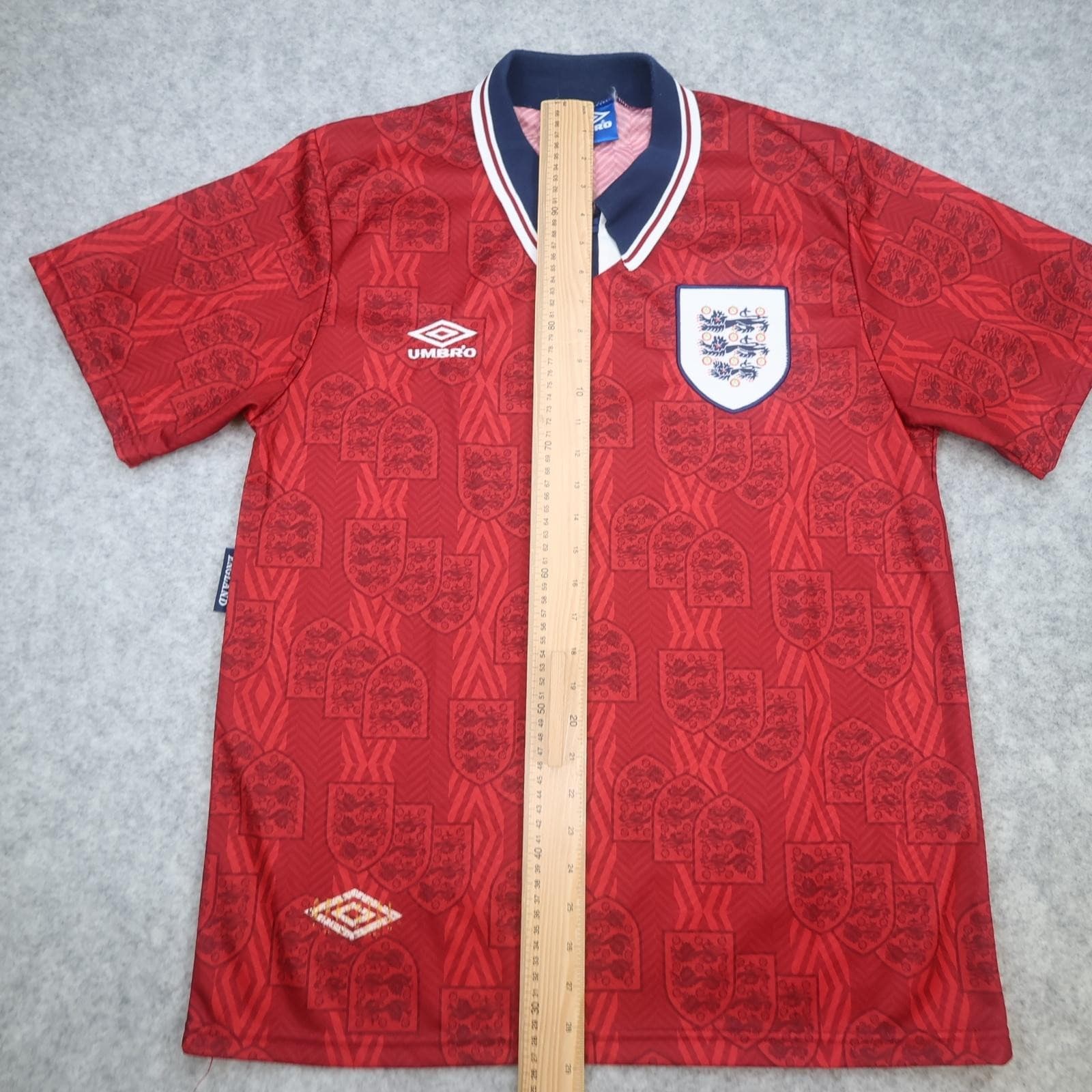 Vintage England Away Shirt Mens Large Red 1993 1995 Football Umbro Jersey photo 9
