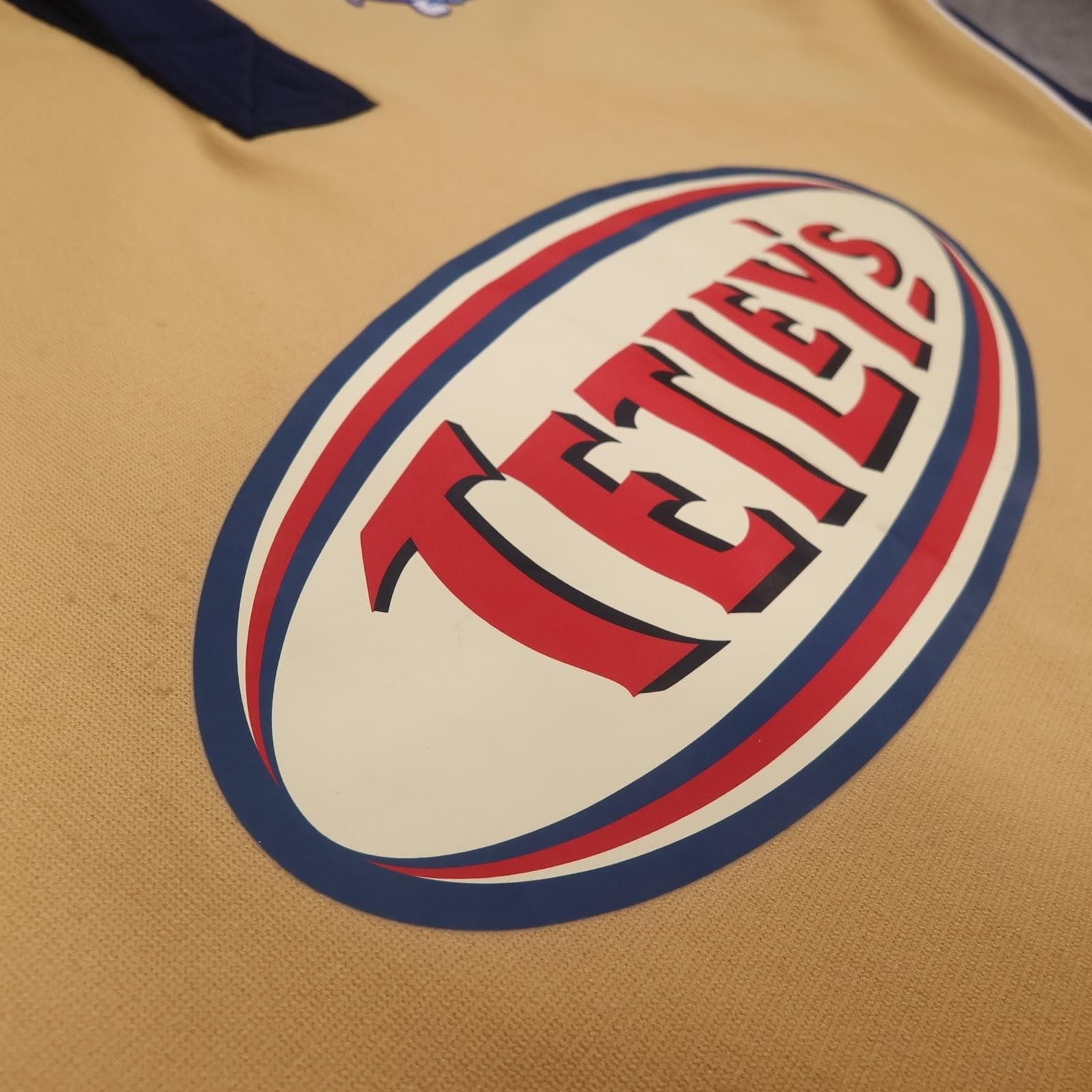 Vintage Leeds Rhinos Shirt Mens Large Gold Rugby League Patrick Tetley's KIA photo 6