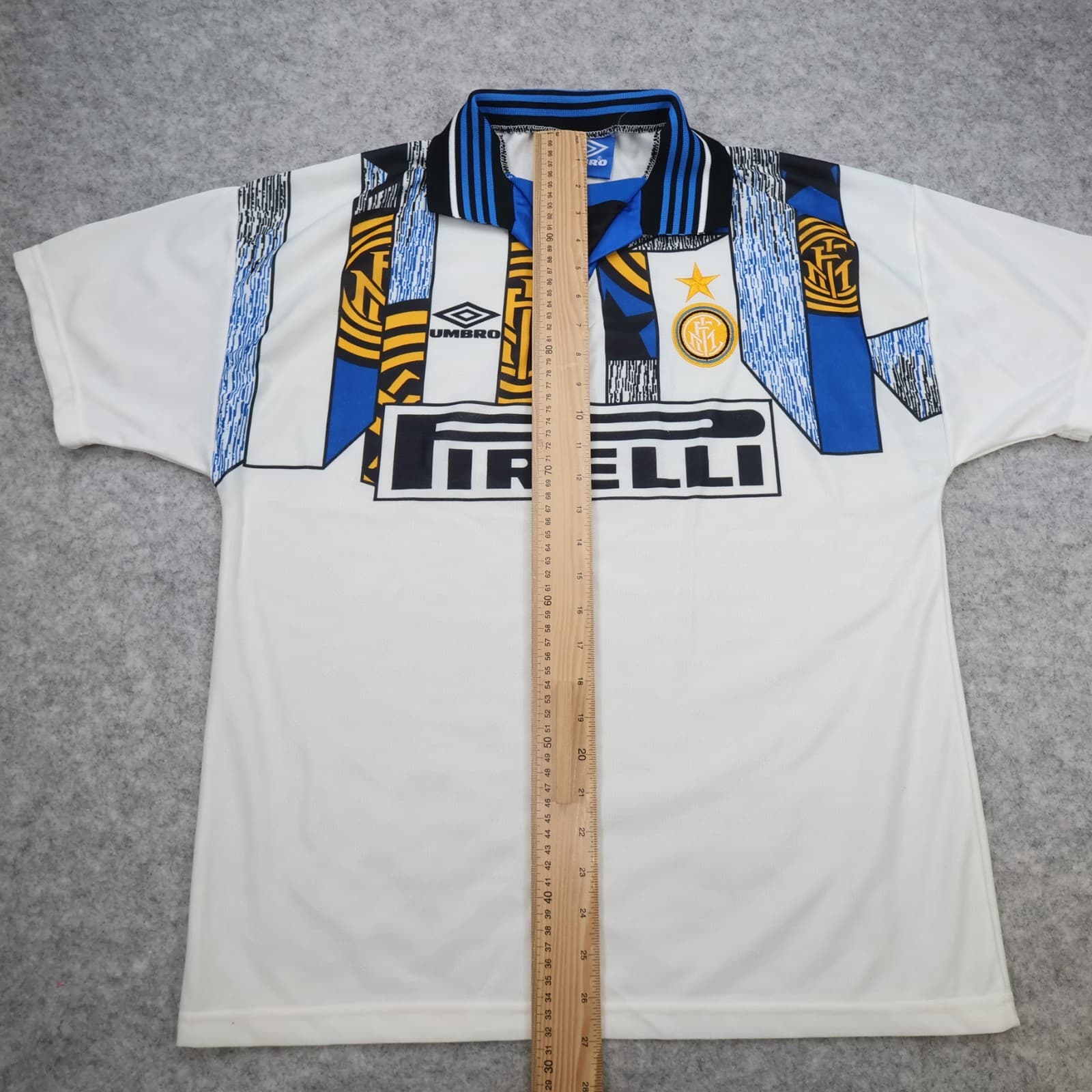 Vintage Inter Milan Shirt Large White Third Umbro Football Jersey 1995 1996 photo 11