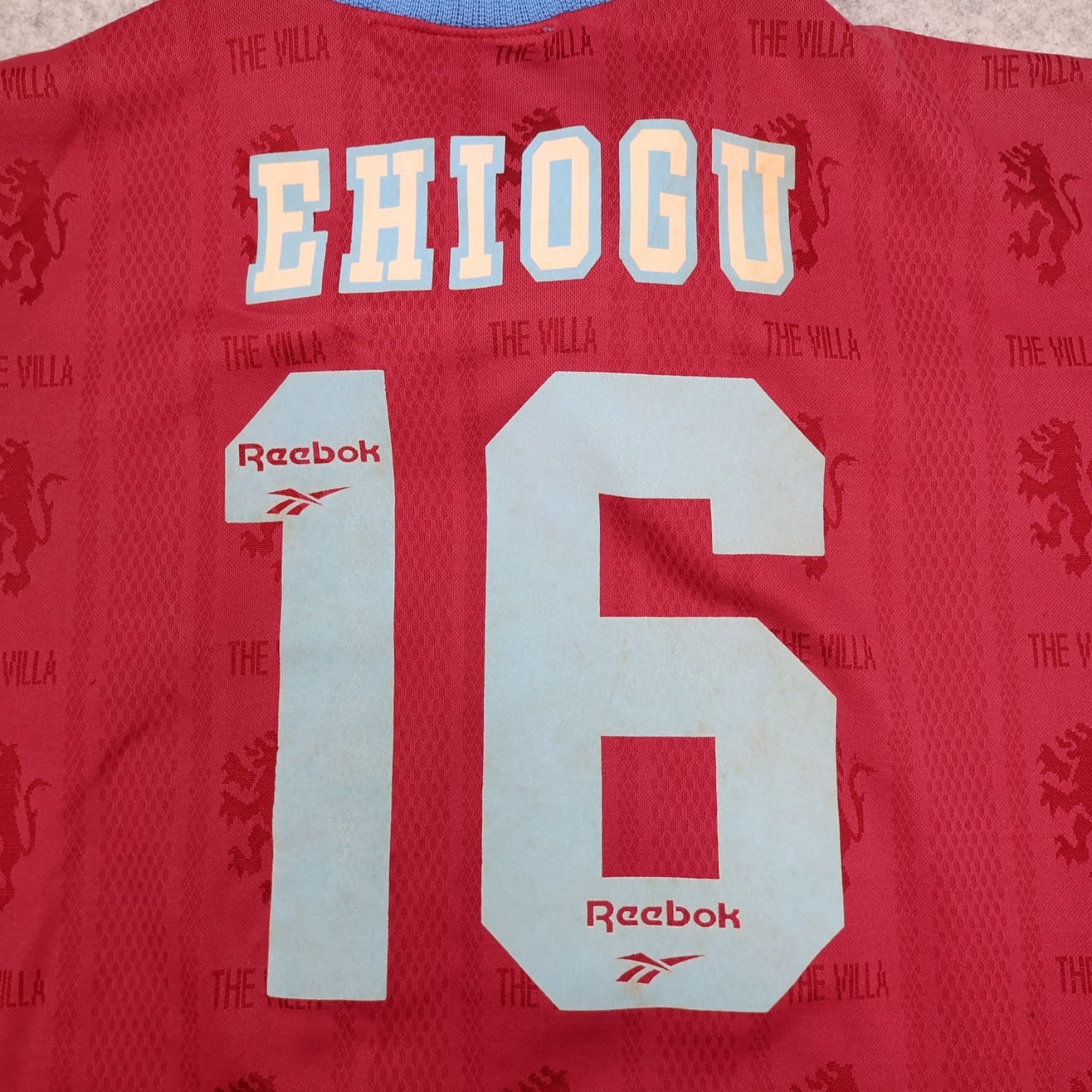 Vintage Aston Villa Shirt Large Burgundy Home Kit 1995 1997 38/40" Ugo Ehiogu photo 3