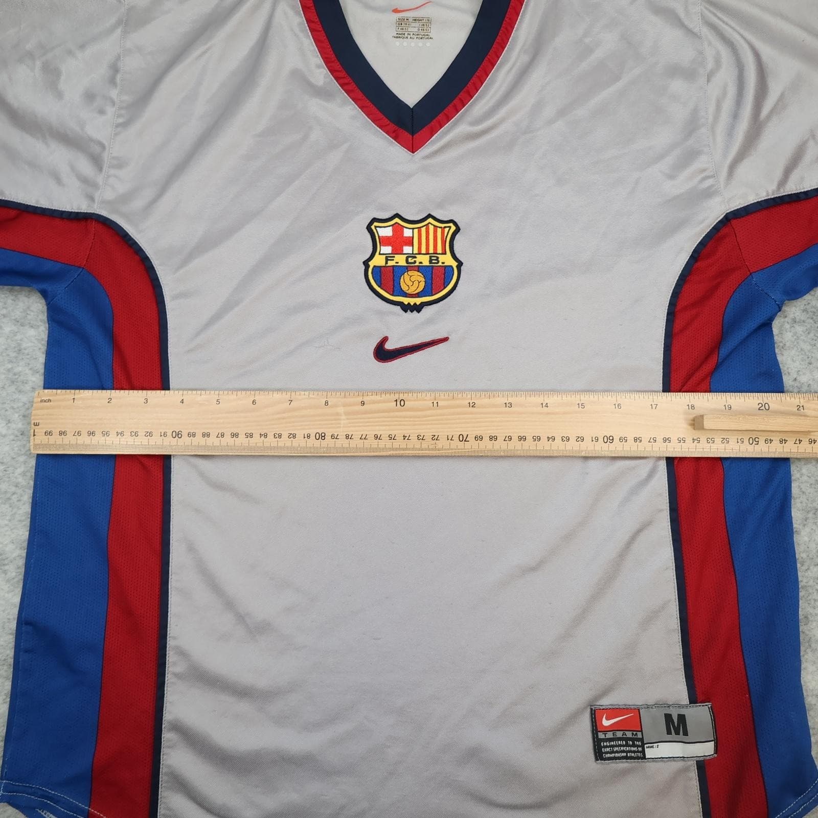 Barcelona Away Shirt Mens Medium Grey Football Nike Short Sleeve Jersey photo 8