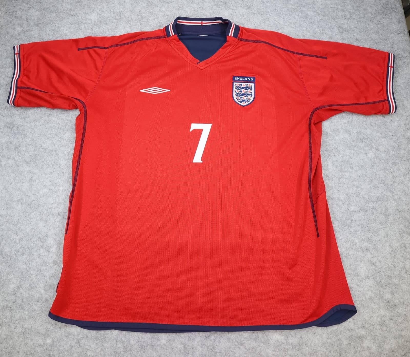 England Football Shirt Extra Large Red Away Kit 2002 2004 Jersey David Beckham 7 photo 2
