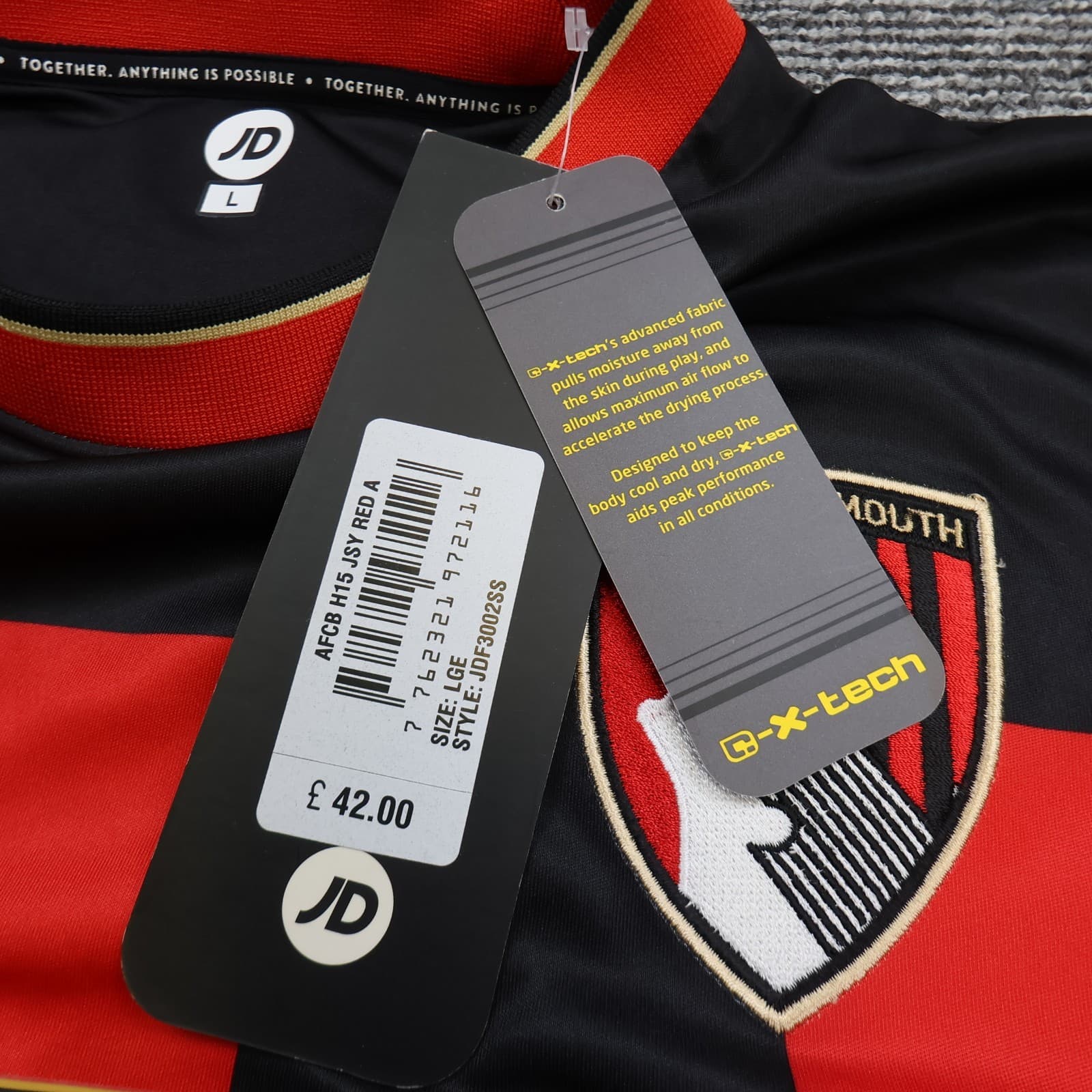 Bournemouth Shirt Large Red Home Hit 2015 2016 JD Soccer Jersey Football photo 9