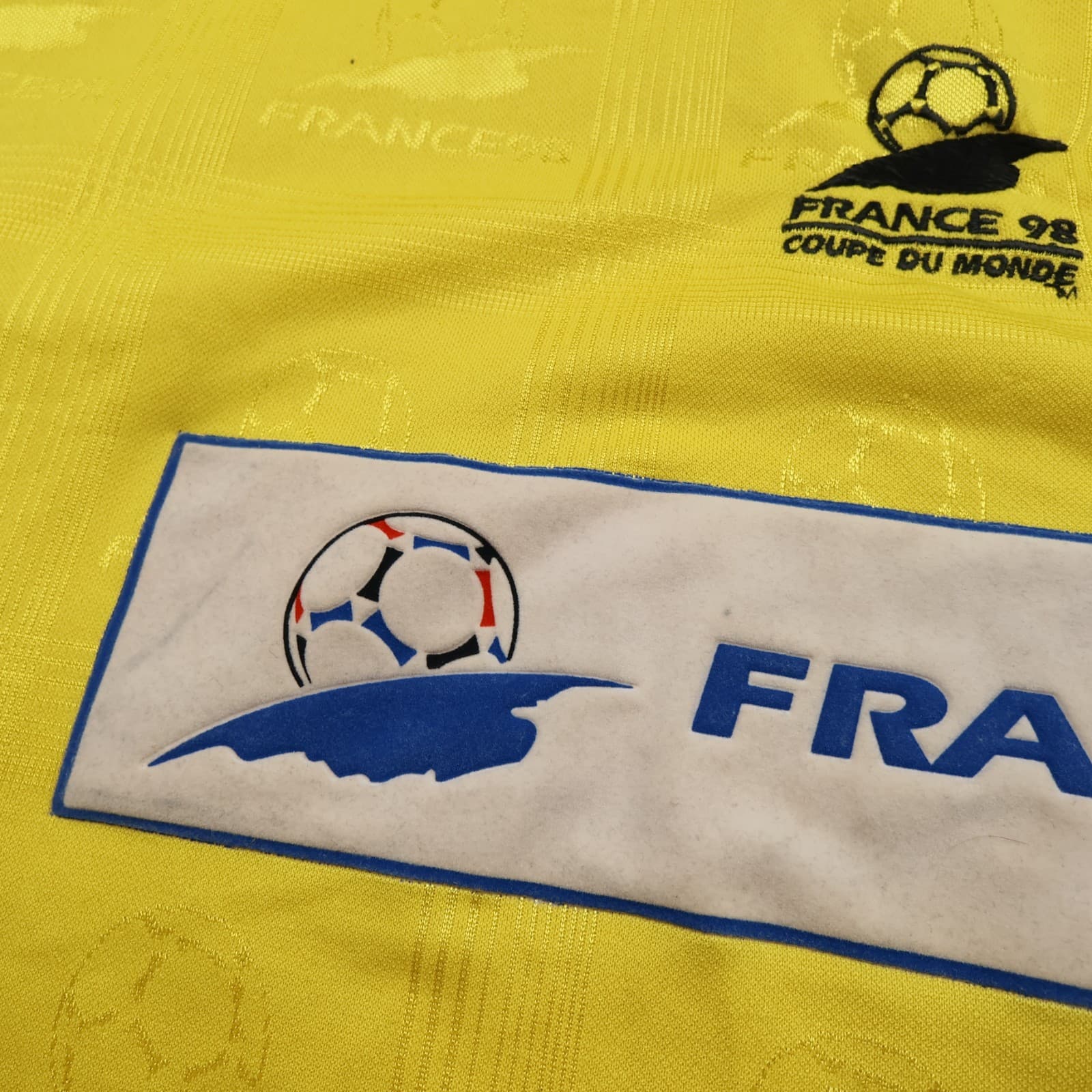 Vintage France Football Shirt Large Yellow Cup 98 1998 90s Coupe Du Monde photo 4