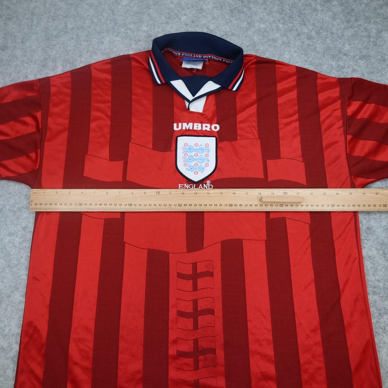 Vintage England Away Shirt Mens 2XL Red 1997 1999 Football Umbro Jersey photo 8