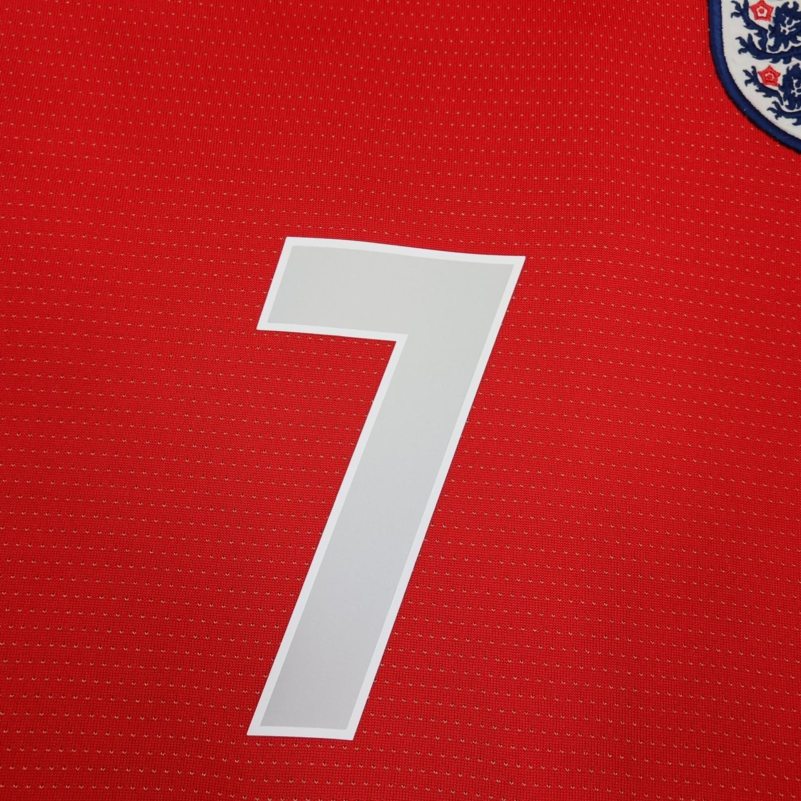 Vintage England Away Shirt Mens XL Red 2004 2006 Football Umbro Beckham 7 Jersey photo 10