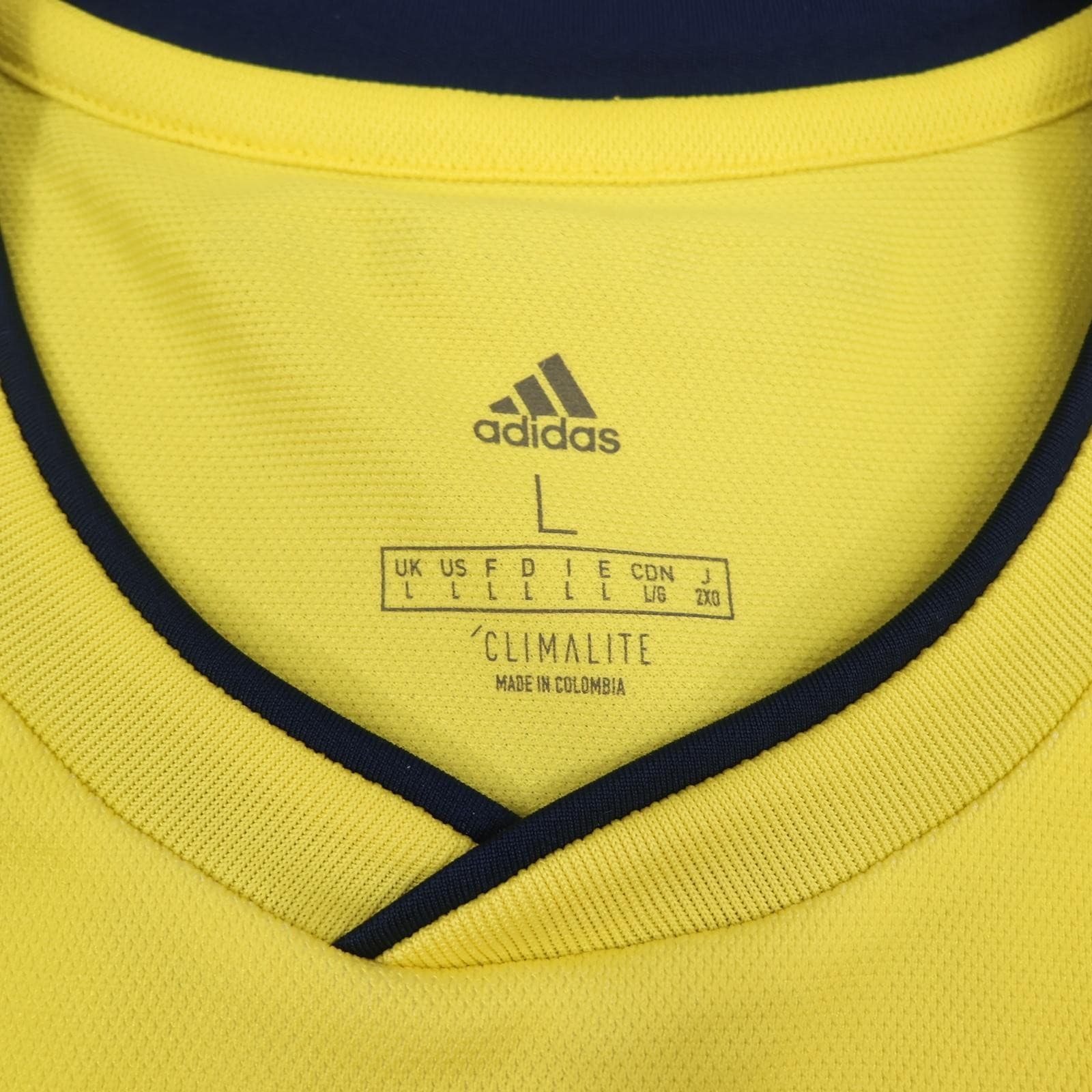 Colombia Home Shirt Mens Large Yellow 2018 2019 Football Adidas Climalite Jersey photo 5