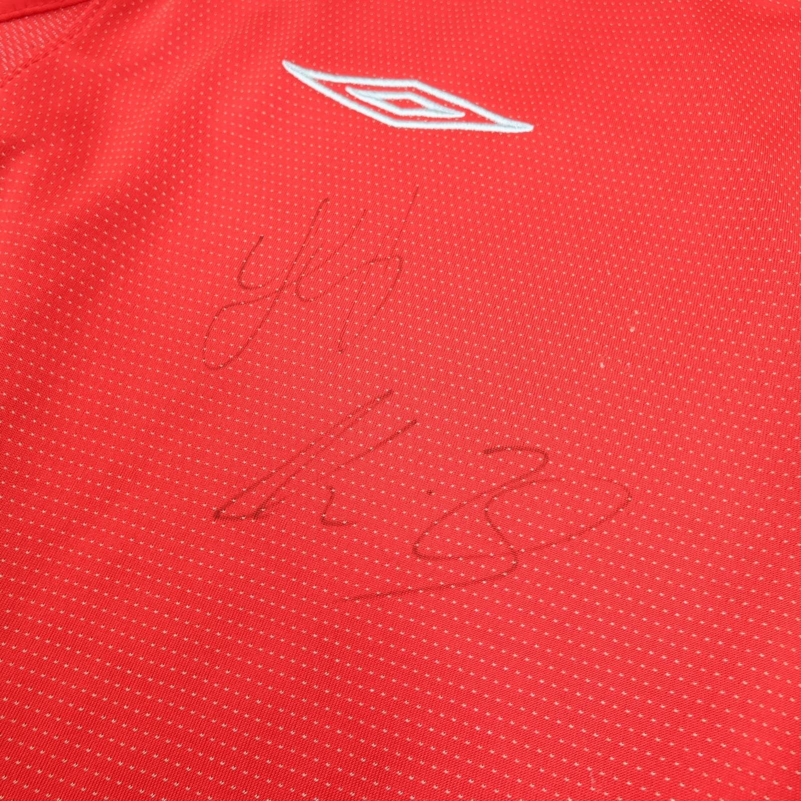Vintage England Shirt Mens Medium Red 2004 2006 Football Umbro Signed photo 6
