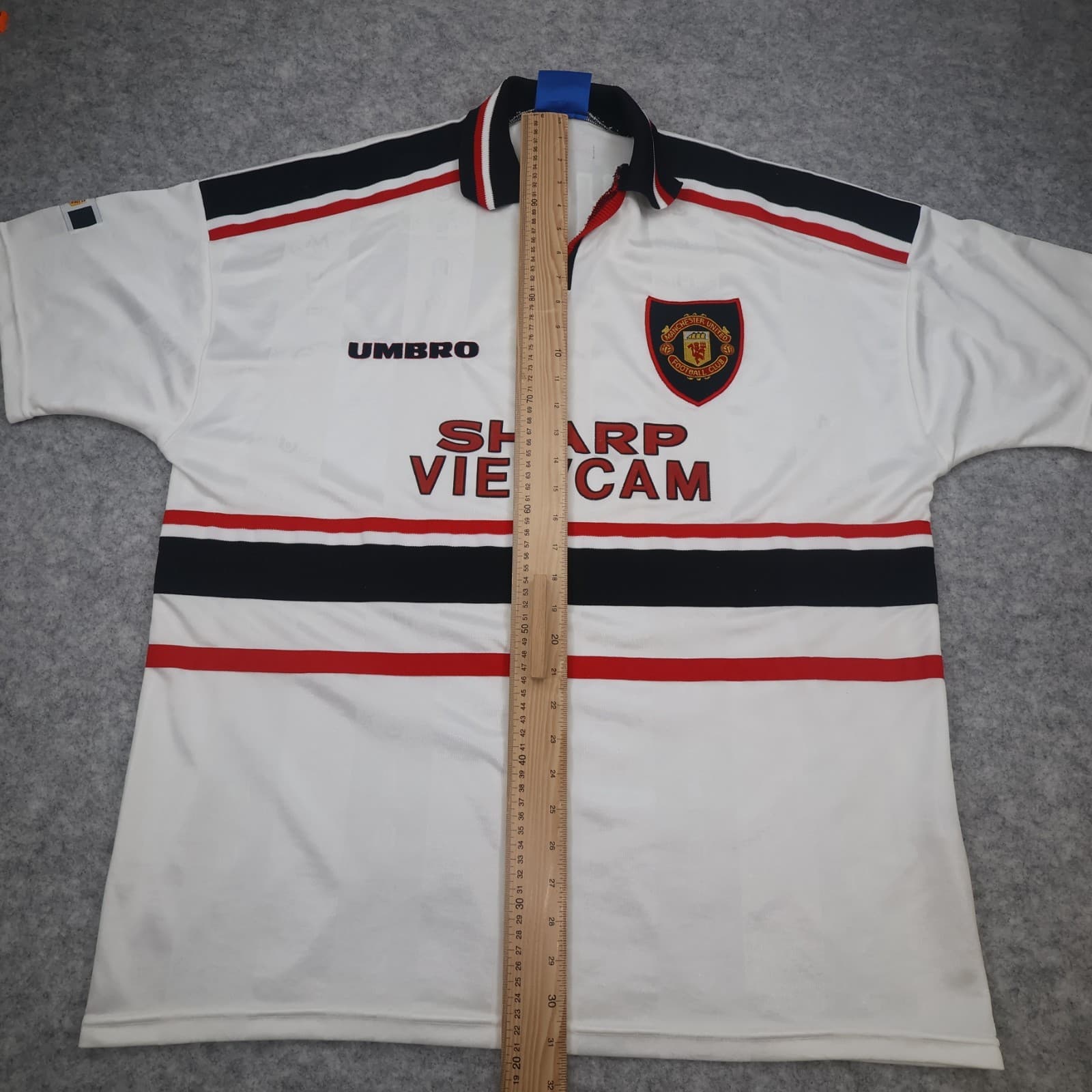 Manchester United Shirt 2XL White Away Kit 1997 1999 Umbro Jersey Paul Scholes photo 12